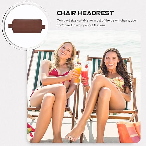 Miniatura 7 de Yardwe Almohada reclinable para silla de playa, reposacabezas acolchado extraíble con banda elástica, almohada para silla de descanso, soporte para