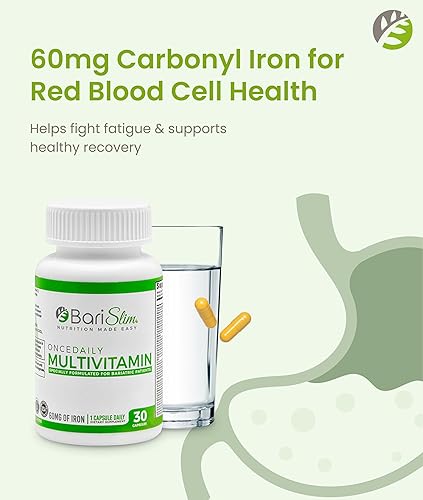 Miniatura 4 de BariSlim Cápsula multivitamínica bariátrica Once Daily - 60 mg de hierro - Vitamina bariátrica y suplemento para cirugía post bariátrica incluyendo