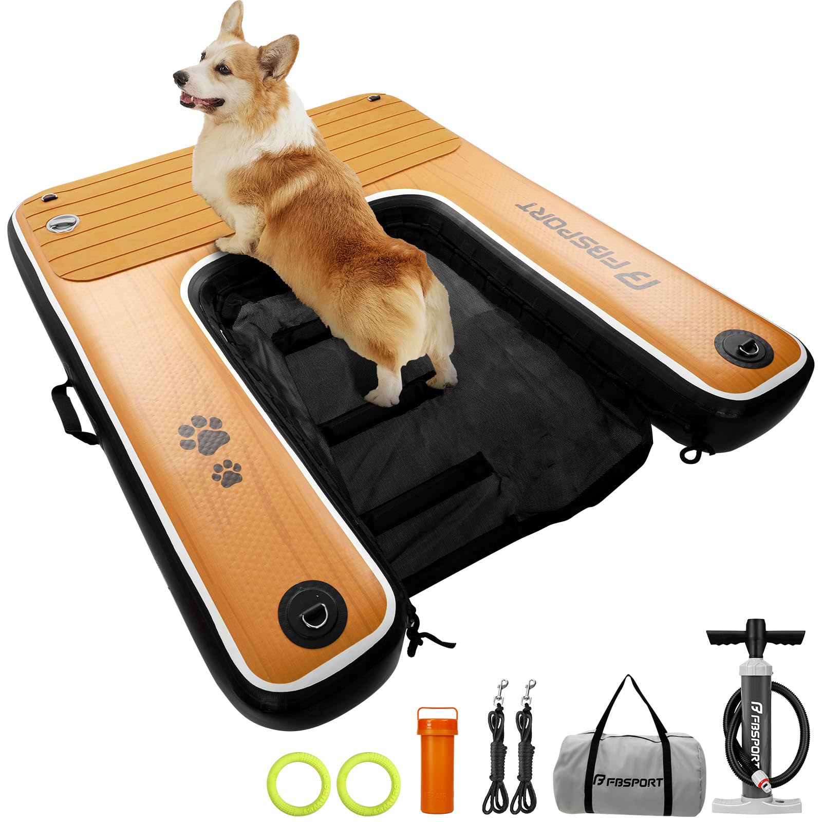 Rampe d'accès à l'eau Gonflable pour Chien, échelle Flottante pour Piscine, Bateau, lac, échelle Flottante antidérapante en EVA pour Chien jusqu'à 100 kg, Accès à l'eau Facile et sûr