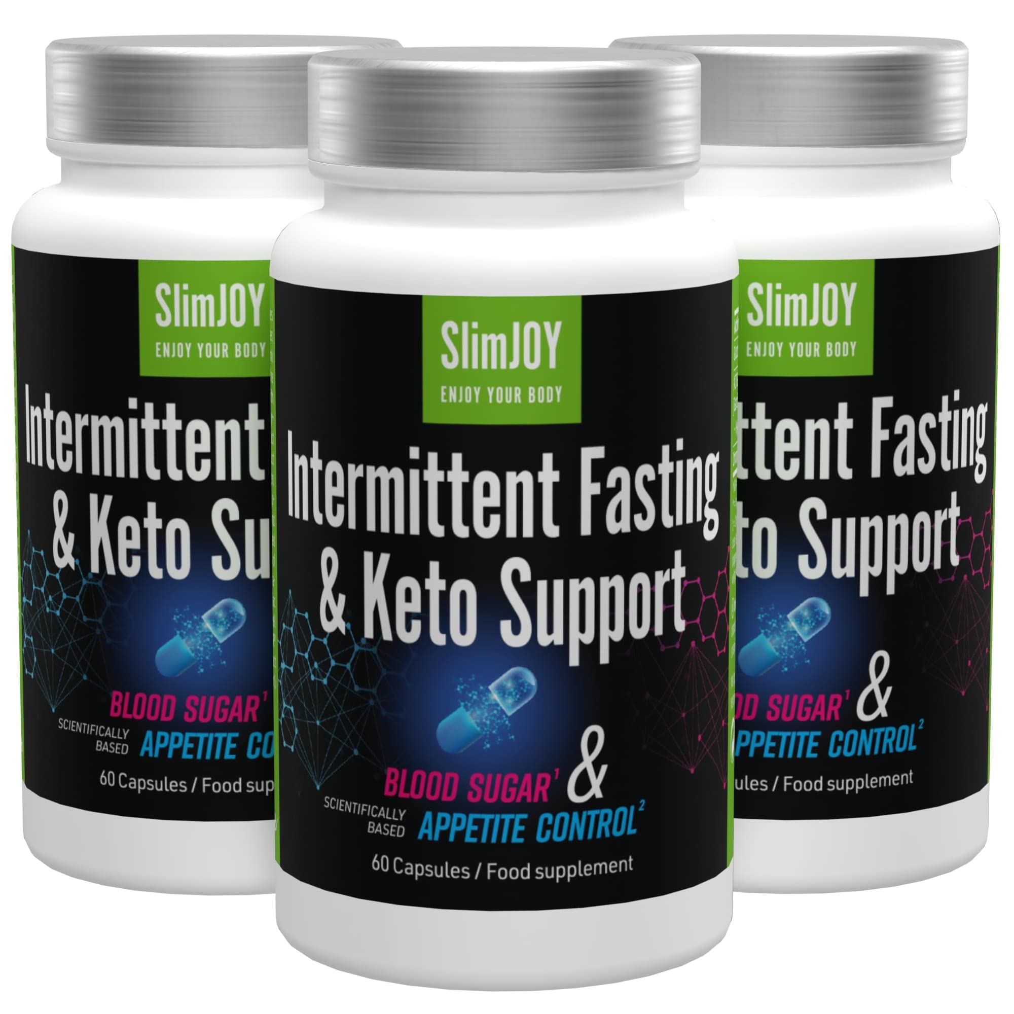Abnehmen – Intermittent Fasting und Keto Support – 3000 mg Glucomannan aus der Konjac-Wurzel, 300 mg Garcinia Cambogia und Chrom – 180 Kapseln – mit Kostenloser E-Book-Ratgeber – SlimJOY Sensilab