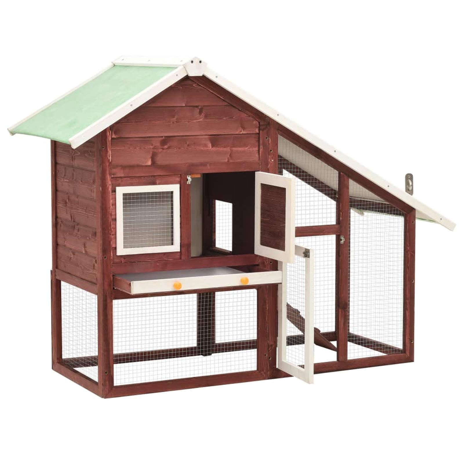 Conejera, Jaula Cobaya, Jaulas para Conejos, Jaula Hamster, Casa Conejo, Casita Conejo, Nido Conejo, de Madera Maciza de Abeto Moca y Blanco 140x63x120 cm