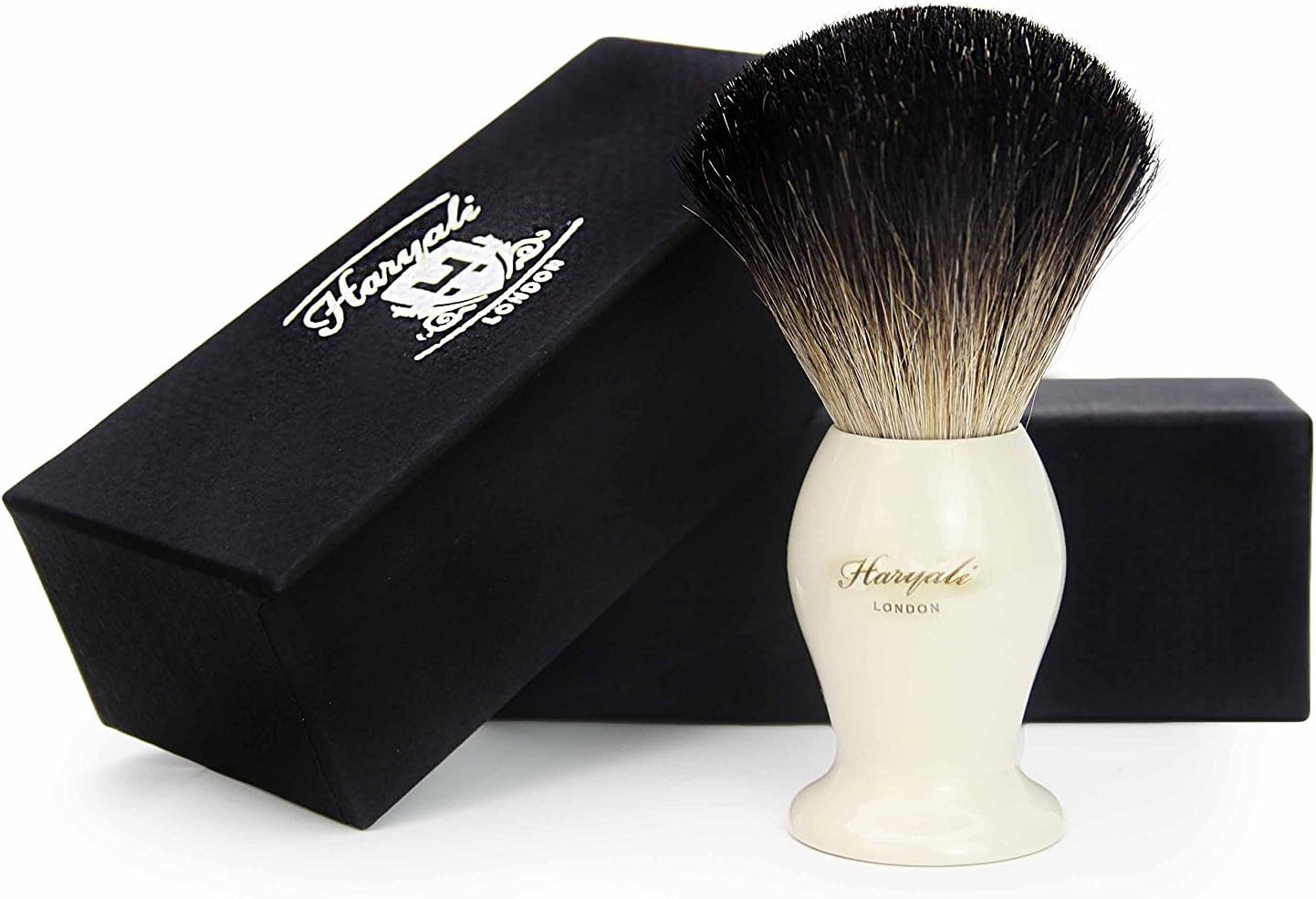 Ivory Colour Base/Handle Men's Shaving Brush. Comes with Four Different Type of Pure Badger Hair to Choose. Perfect and Easy to Maintain Hair. Comes in a Designer Box. (Sliver Tip Badger Hair)