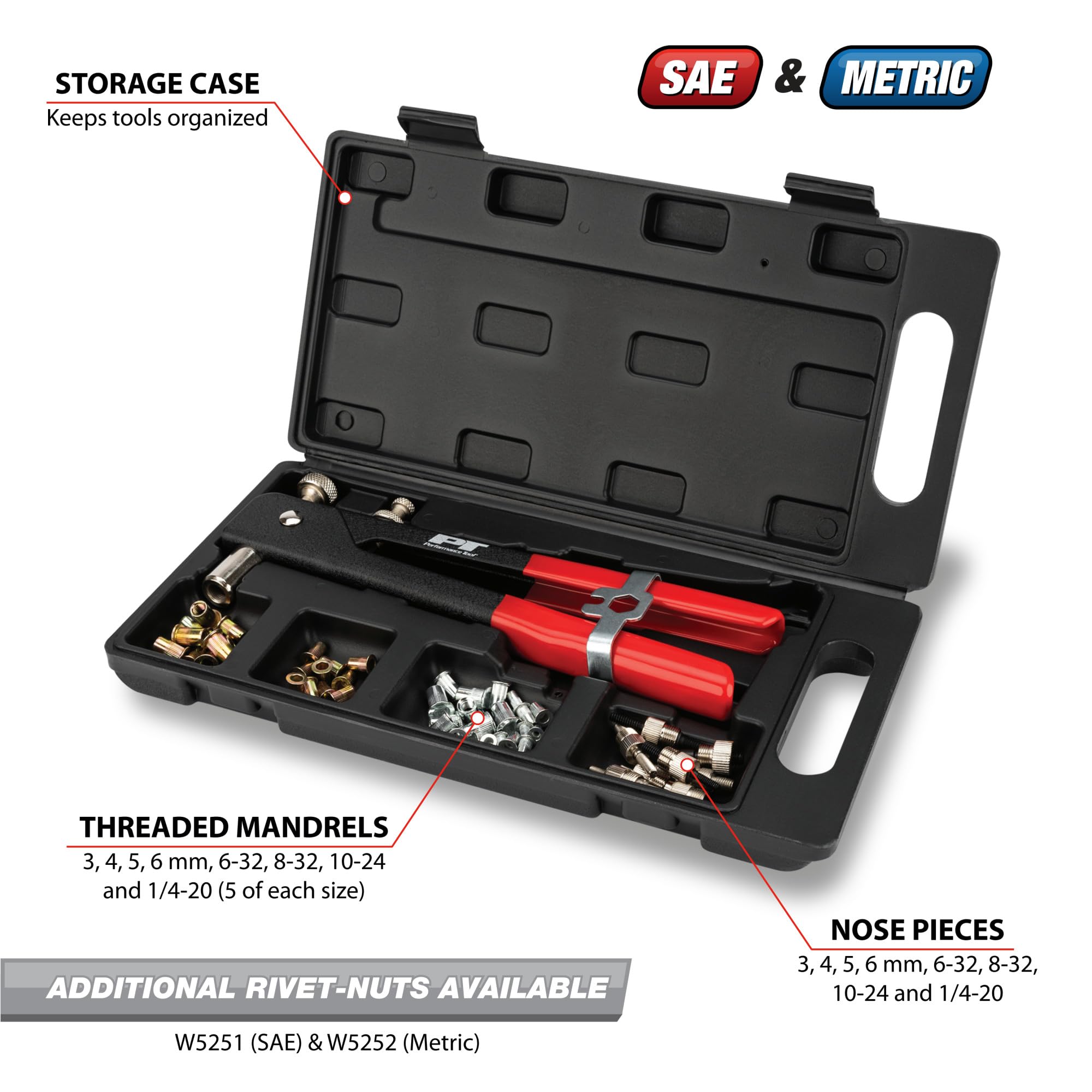 Performance Tool W2003 49pc Threaded Insert Rivet Kit : Amazon.ca