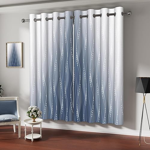 Miniatura 5 de Cortinas opacas con aislamiento térmico y bloqueo de luz para oscurecer la habitación, cortinas para sala de estar, cortinas degradadas para