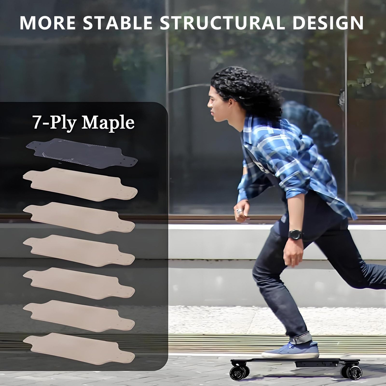 Patineta EléCtrica Longboard Todoterreno De 350 W - Control Remoto con Ajuste De 4 Velocidades, Pantalla De Potencia, Ideal para Exploradores Al Aire Libre 15km