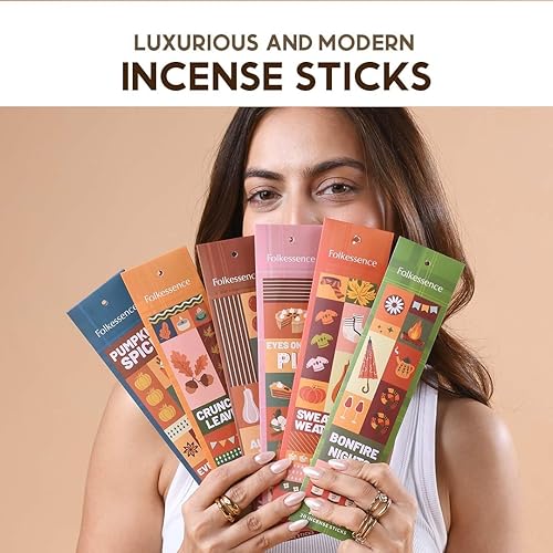 Miniatura 6 de Folkulture Varillas de incienso  Paquete de 6 varillas de incienso  120 varillas de incienso de otoño, incienso perfumado de otoño, varillas de