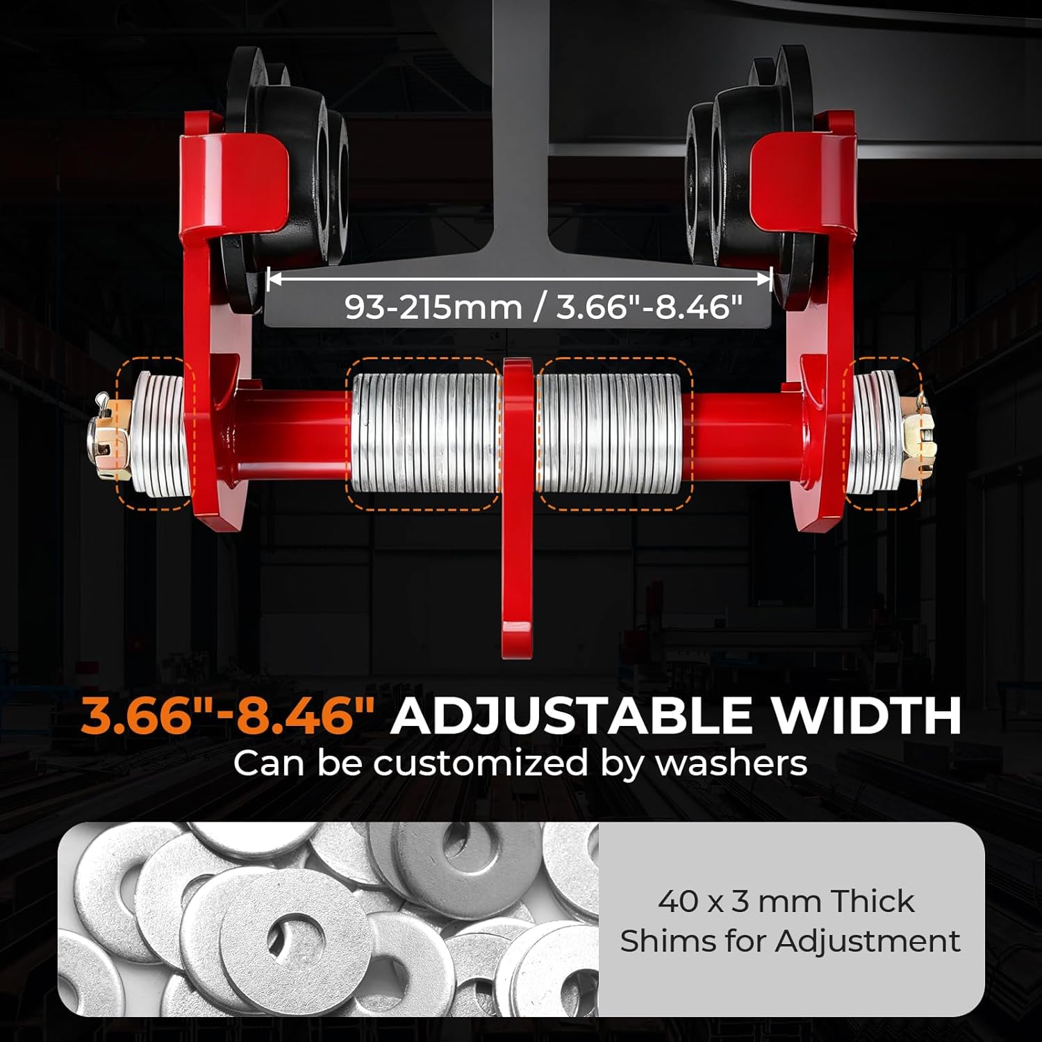 BEAMNOVA I Beam Trolley 3 Ton Manual Adjustable for I-Beam Flange Width 3.66" to 8.46", Overhead Push Beam Trolley Heavy Duty Dual Side Wheels, for Garage Hoist for Straight Curved I Beam