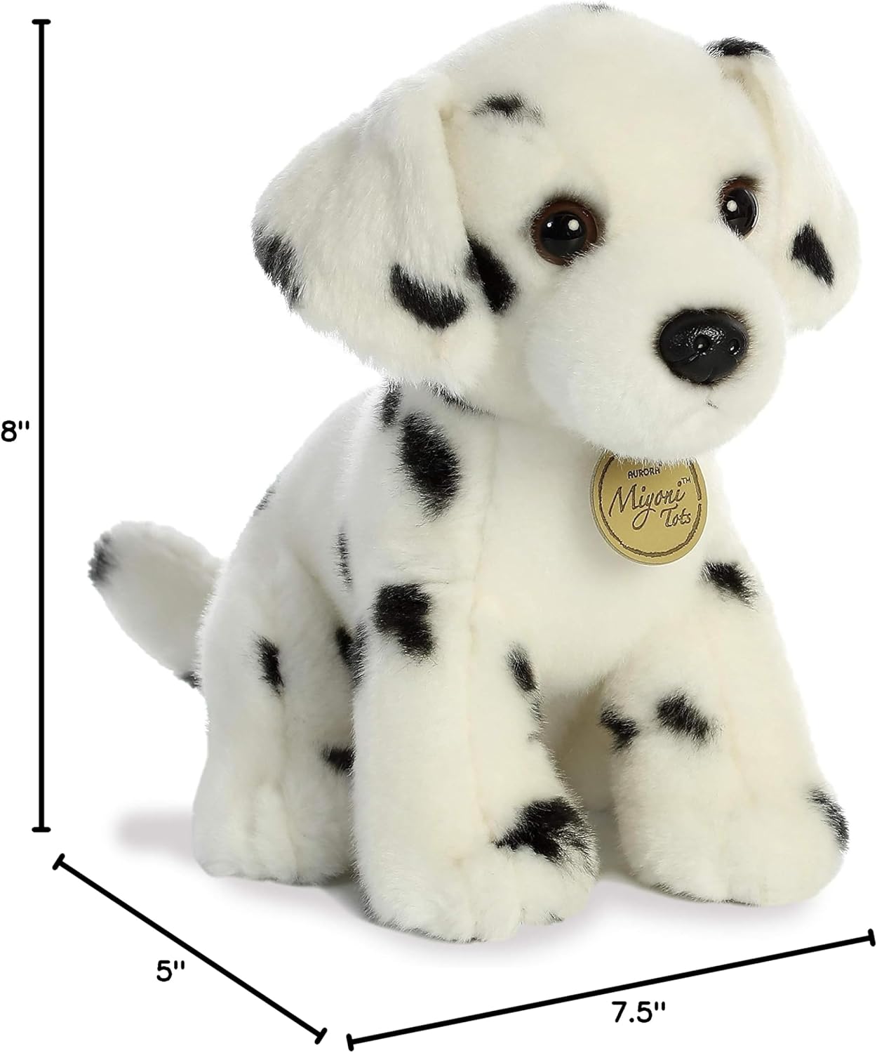Aurora® Adorable Miyoni® Tots Dalmatian Pup Stuffed Animal - Lifelike Details Make a Cherished Companion - Perfect for Decorating Bedrooms or Classrooms - White 8 Inches