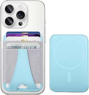 Miroddi for MagSafe Wallet, Strongest Magnetic Wallet for iPhone 16/15/14/13/12 Series, Stylish Magnetic Phone Wallet, RFID iPhone Wallet with 2 Card Slots, Vegan Leather, Fit 7 Cards, White Ice