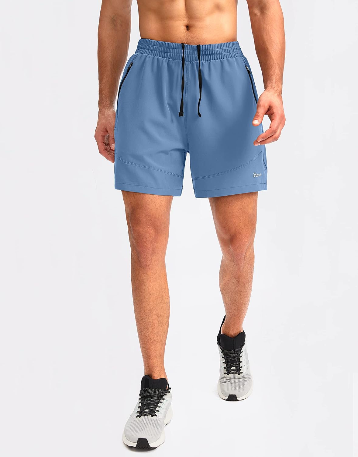 Pudolla Men's Workout Running Shorts 7"/5"/9" Lightweight Gym Athletic Shorts for Men with Zipper Pockets