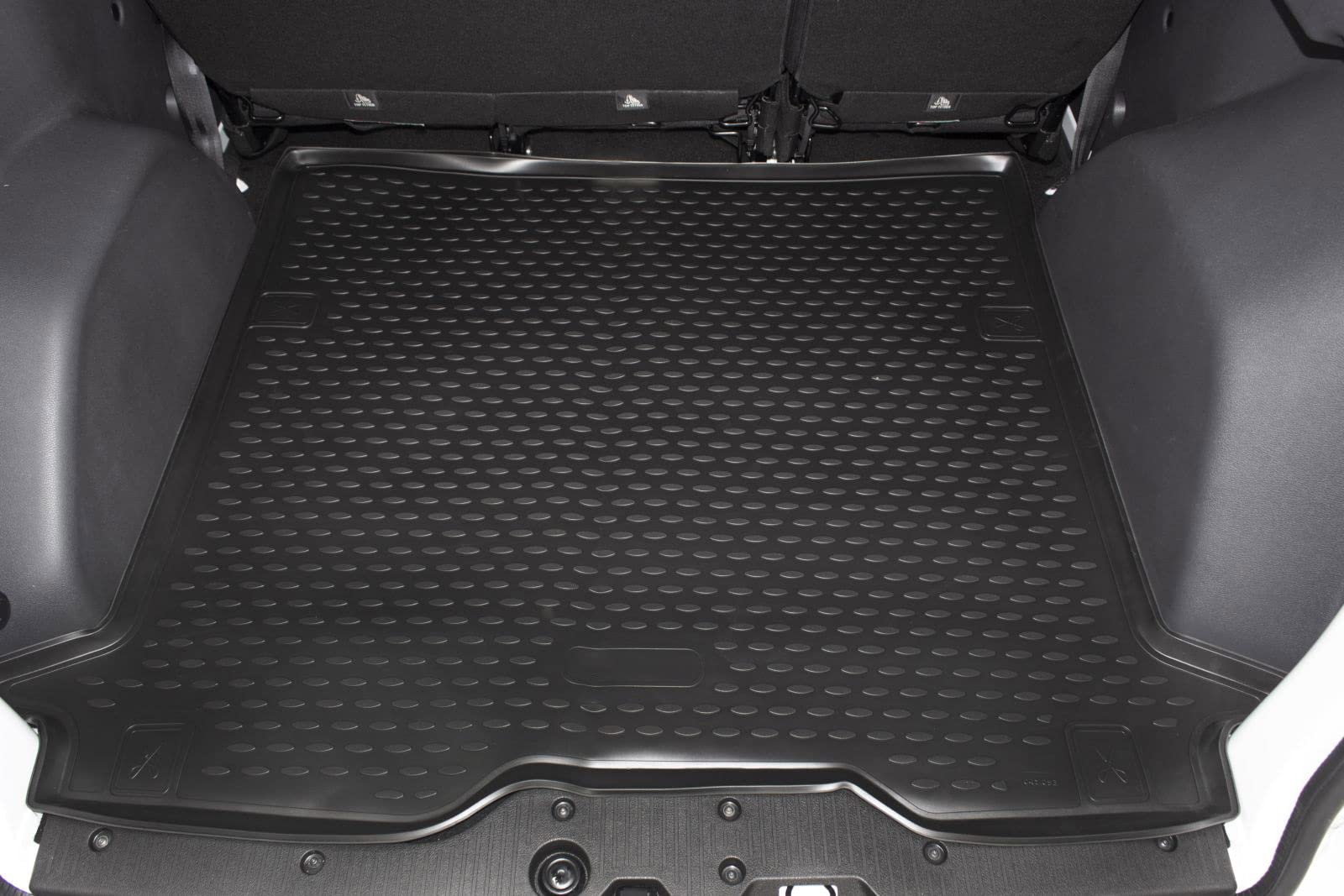 J&J AUTOMOTIVE Tapis de Coffre en Caoutchouc Premium Dacia Dokker 2012-2021, Ajustement Spécifique, Bord Haut, Noir, Antidérapant, Inodore