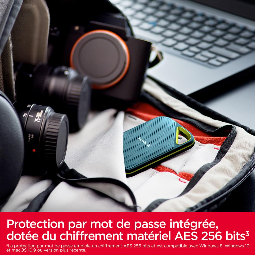 SANDISK Extreme Pro Portable SSD 2TB (up to 2000MB/s Read/Write speeds, 256 bit AES Hardware encryption, up to Three-Meter Drop Protection, IP65 Water and Dust Resistance) Monterey