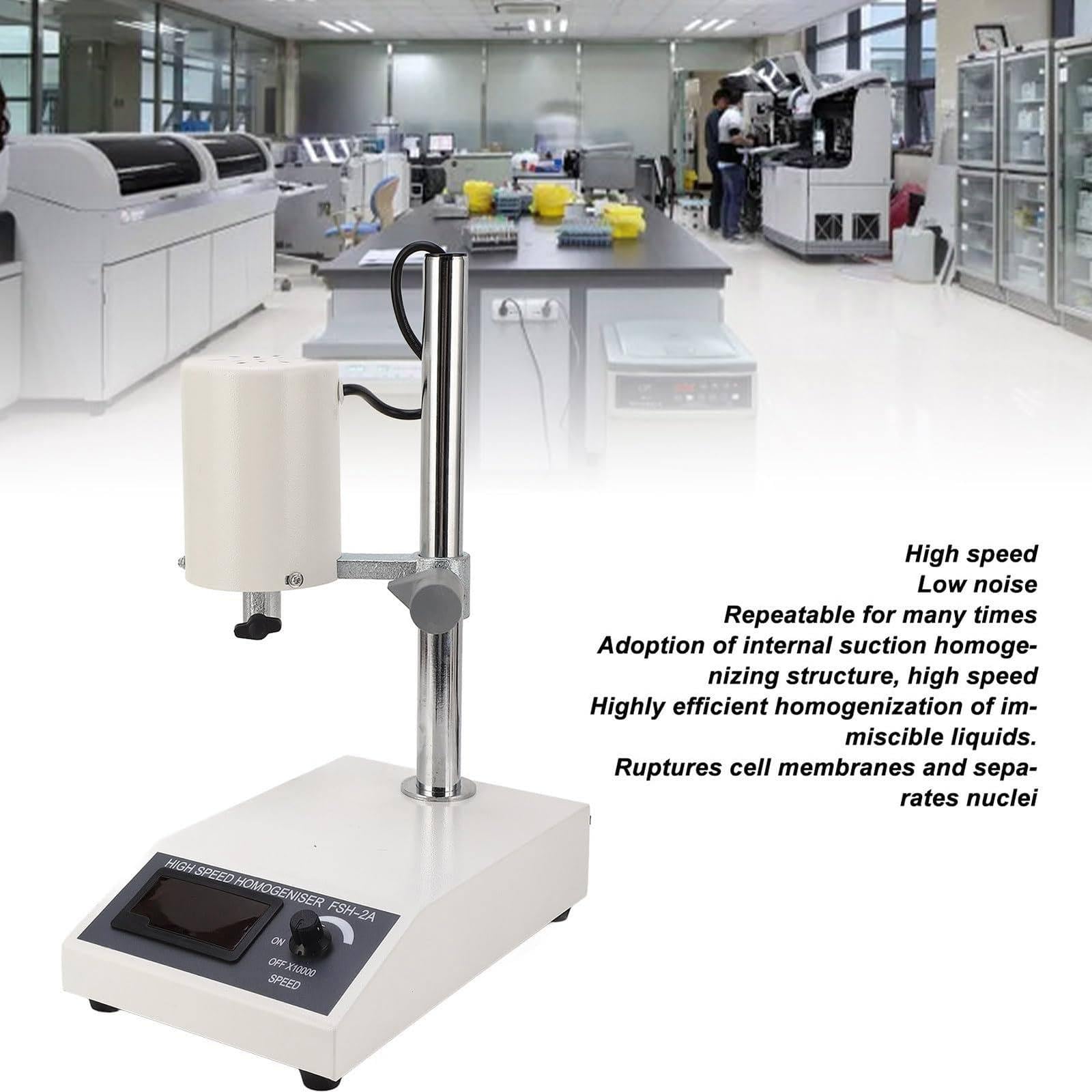 Homogenizator o dużej prędkości, emulgowanie i ekstrakcja w warunkach laboratoryjnych, odpowiedni do próbek 5-1000 ml, regulowana prędkość 8000~22000 obr./min z dwiema głowicami roboczymi