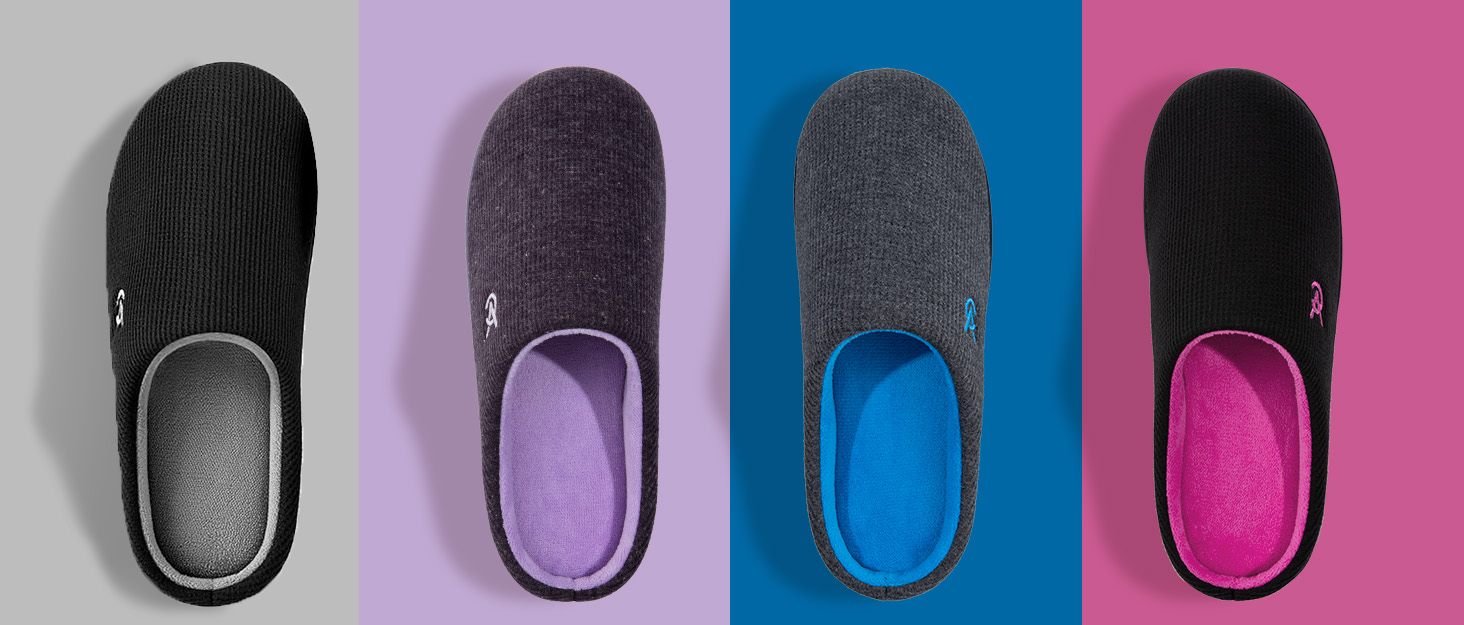 VeraCosy Tweekleurige damesslippers, zacht, comfortabel, gebreid, traagschuim, antislip binnenhuisschoenen, 7/8 UK