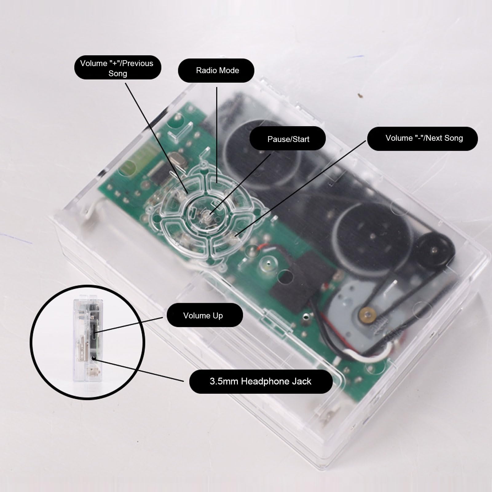 Lettore di Cassette Bluetooth Portatile, Convertitore MP3, unità Flash USB con Uscita AUX da 3,5 Mm e Supporto per Lettore di Schede USB, Ideale per Casa e Parco