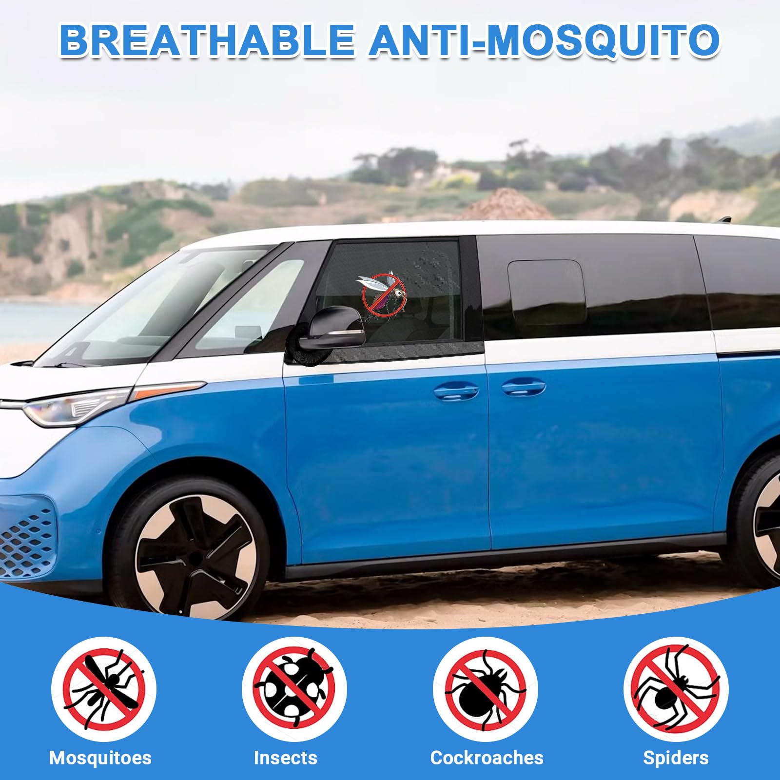 Magnéticas Pantallas Ventana Reemplazo para VW ID. Buzz 2022-2026, Malla para Insectos para Puerta Delantera (Par), Mantiene Alejados a Los Insectos Malla Magnética para Insectos, Fácil Instalar