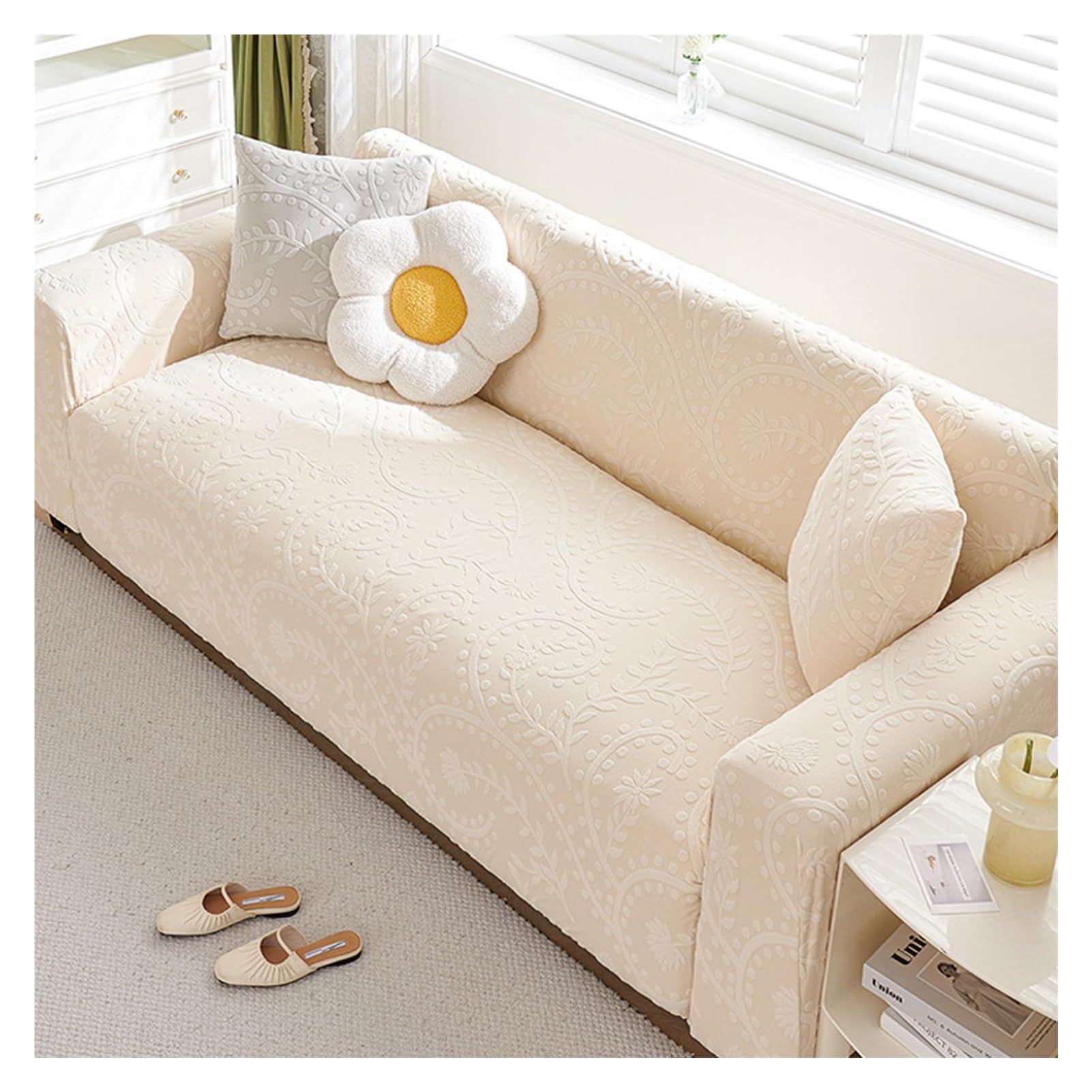 Housse de canapé velours extensible haut de gamme | Rénovation meuble 2 places chic