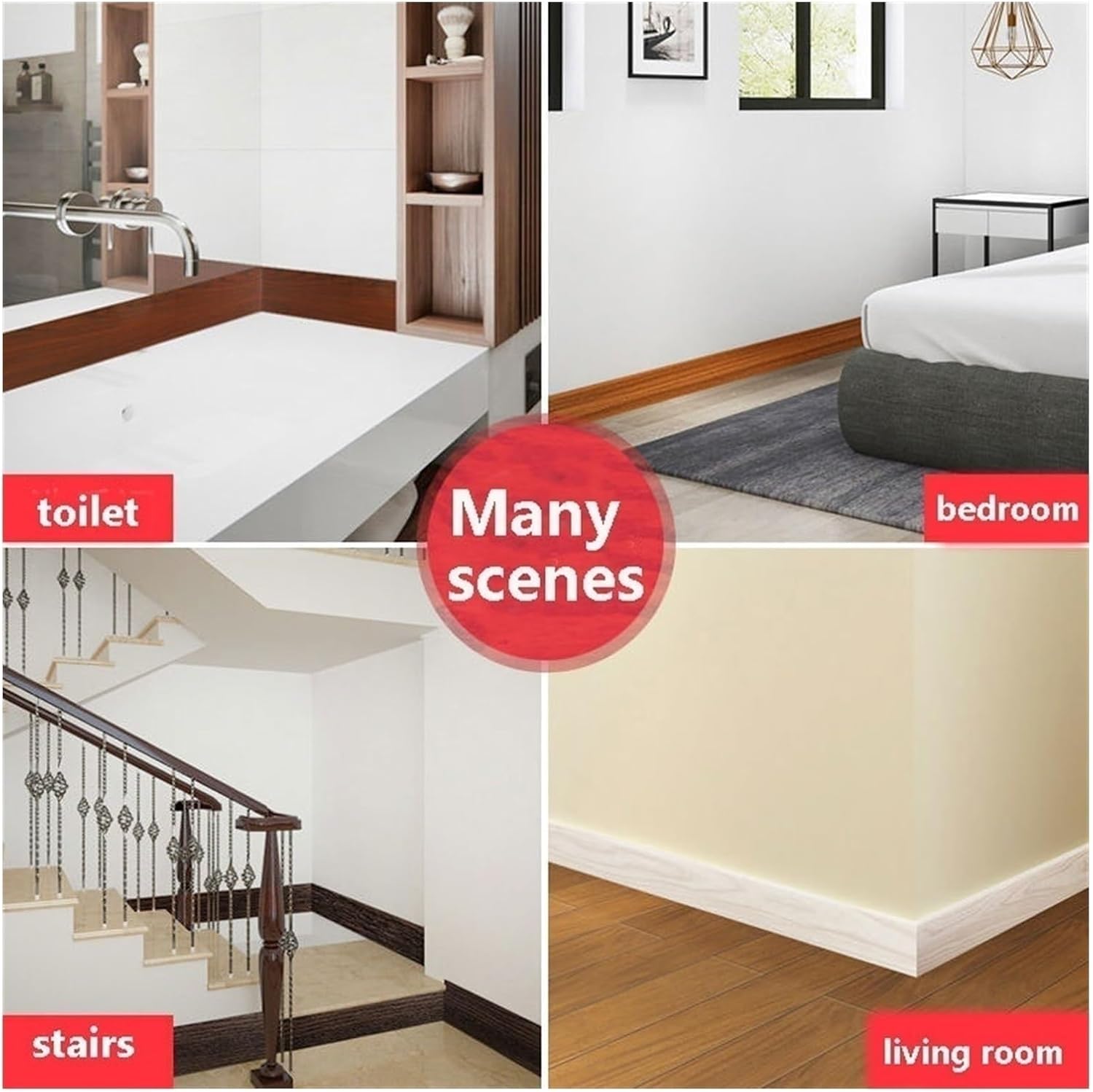 32.8 ft Self Adhesive Wall Edging Strip Waterproof Wallpaper Border Wall Border Decor, PVC Wall Panels Peel off and Stick Ceiling Border Door Frame Waist Line Interior Decoration(B,20cm(W)X10m(L))