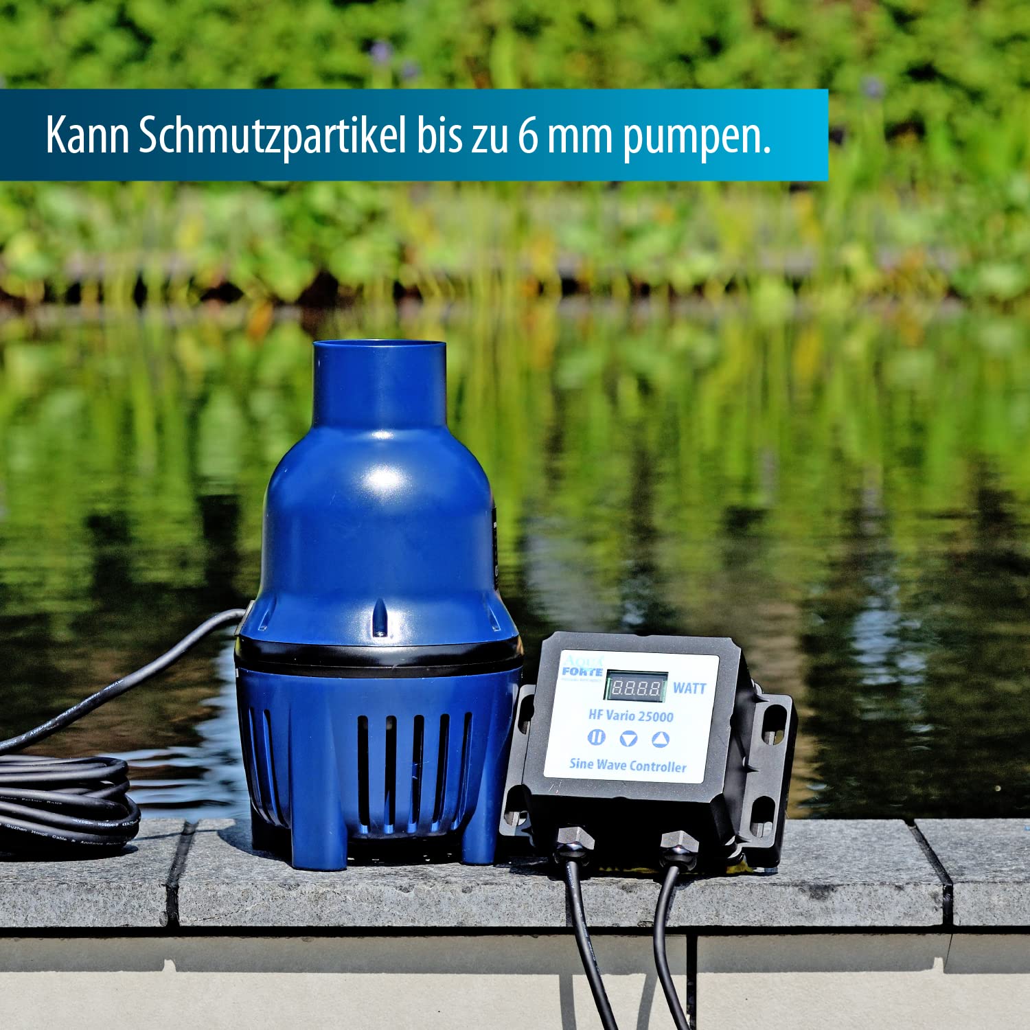 AquaForte HighFlow Vario-S 55.000 Teichpumpe, 100-335 Watt,Maximale Fördermenge 55 m3/Stunde, Förderhöhe 5 Meter, regelbar mit externen Controller, Ausgang 110 Millimeter