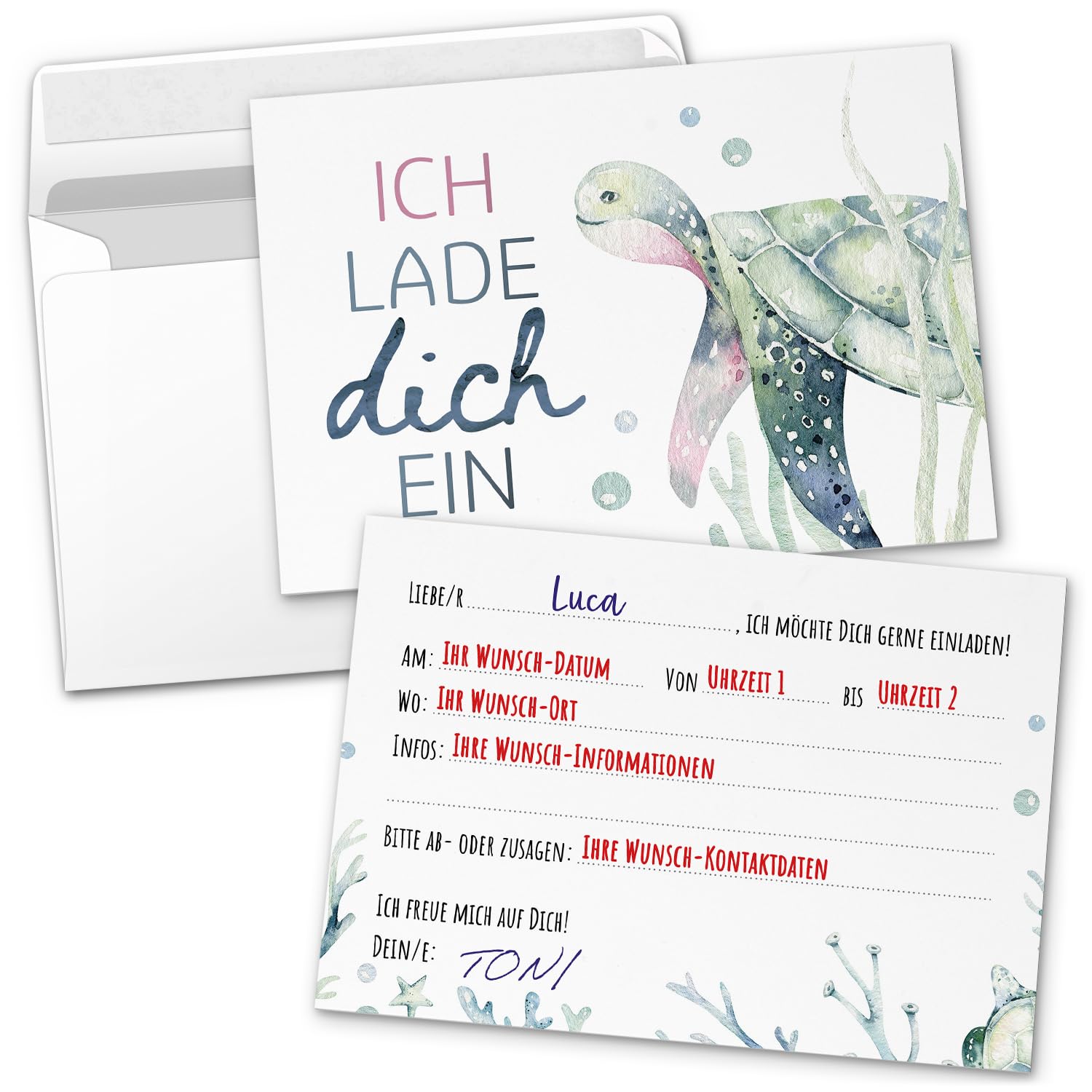 Coastal Palm Vulcano Happy Birthday Einladungskarten 25 Stück Mit Umschlägen – A7-Format, Dickes Kartonpapier – Für Kinderparty & Co.