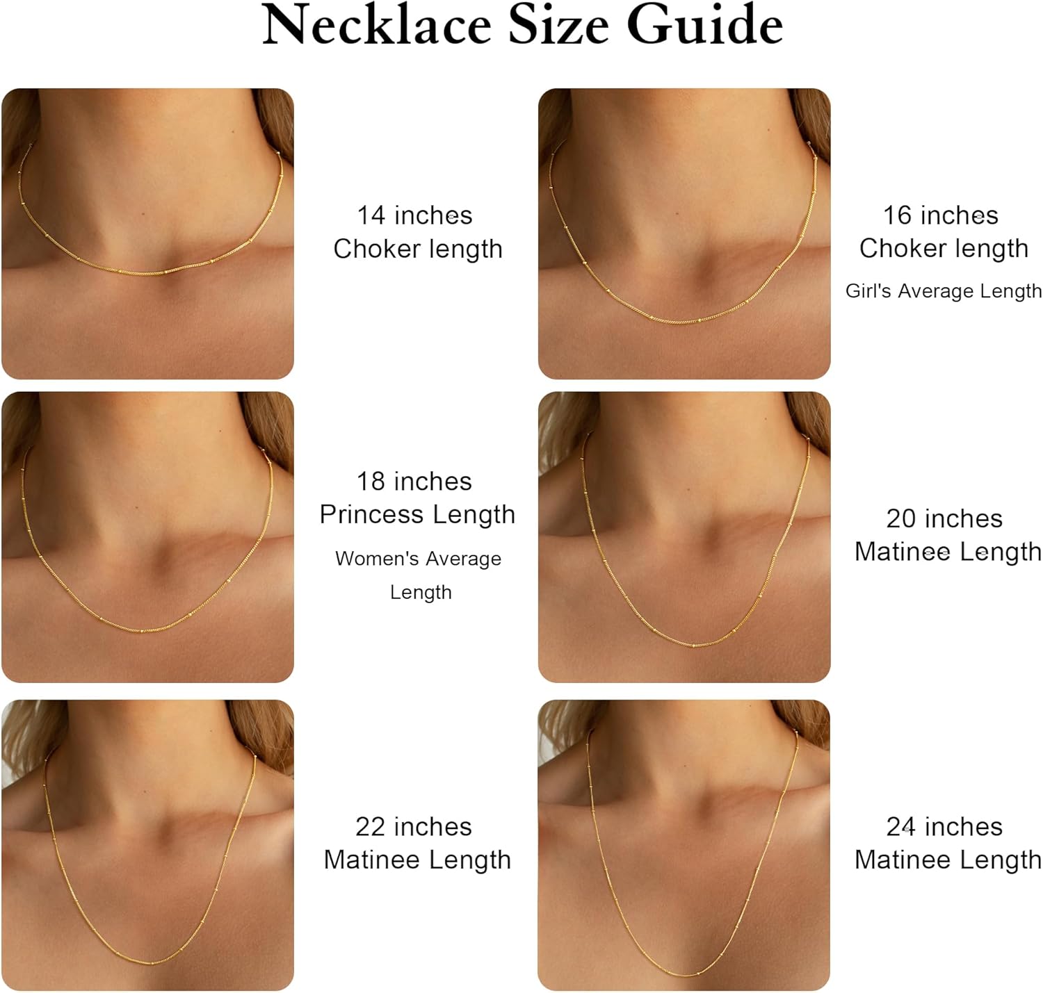 IEFWELL S925 Sterling Silver Chain Necklace for Women - 14K-Real-Gold-Plated Sterling Silver Satellite Bead Chain Choker, 14/16/18/20/22/24 Inch 1.2mm hypoallergenic Jewelry Gifts for Women - Image 7