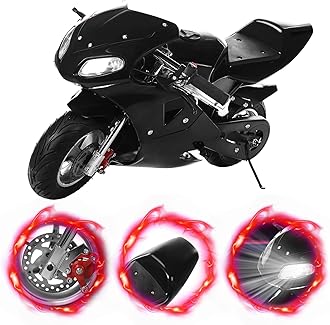 50cc Kids Dirt Bike -50cc Dirt Bike, Mini Bike with 2-Stoke Ages 8-14, Gas Power Motocross, Off Road Mini Motorcycle, Pocket Motorbike with Dual Headlights Brakes & Rubber Handlebar（Black）