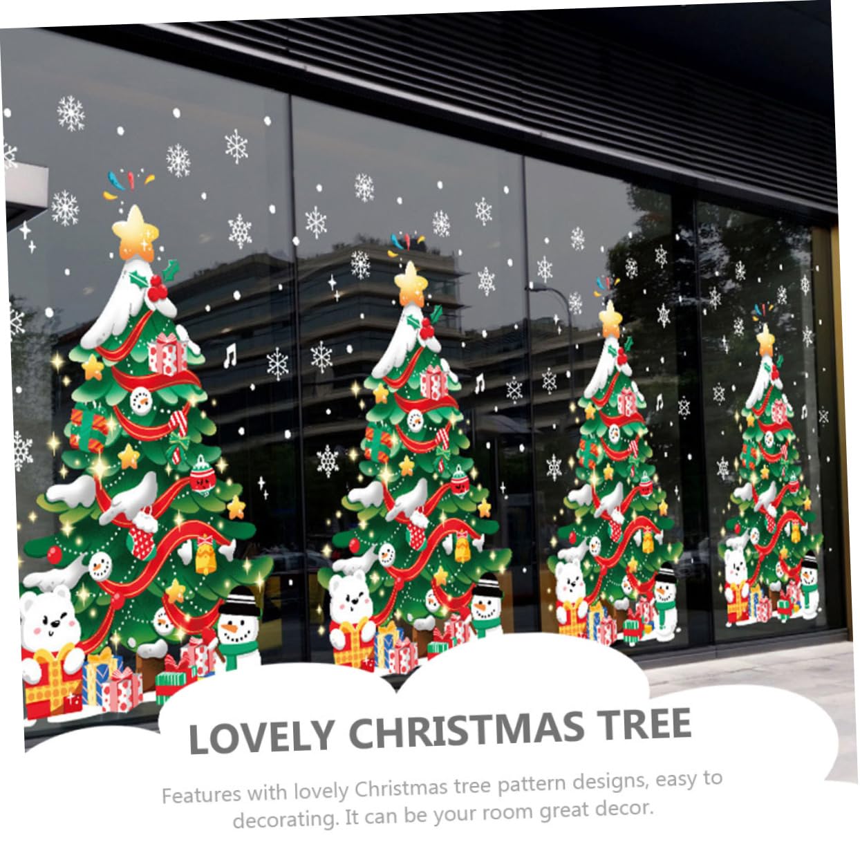 5 Fogli Adesivi per alberi di Natale adesivo vetrina natalizia decorazione di decalcomanie natalizie adesivi da parete natalizi adesivi natalizi per muro arredamento pvc PRETYZOOM