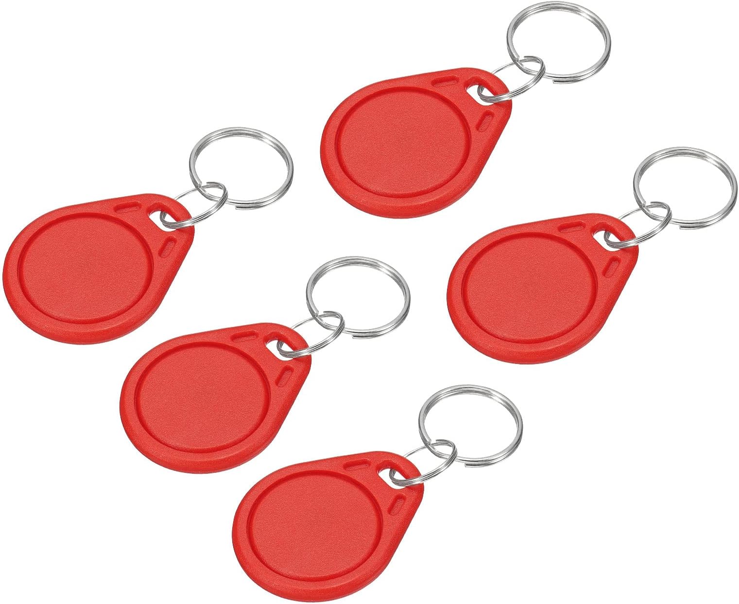 sourcing map RFID Key Fobs UID 13.56MHz Rewritable Proximity IC Card Contactless Smart Token Tag for Entry Access Control System, Red 5 Pack