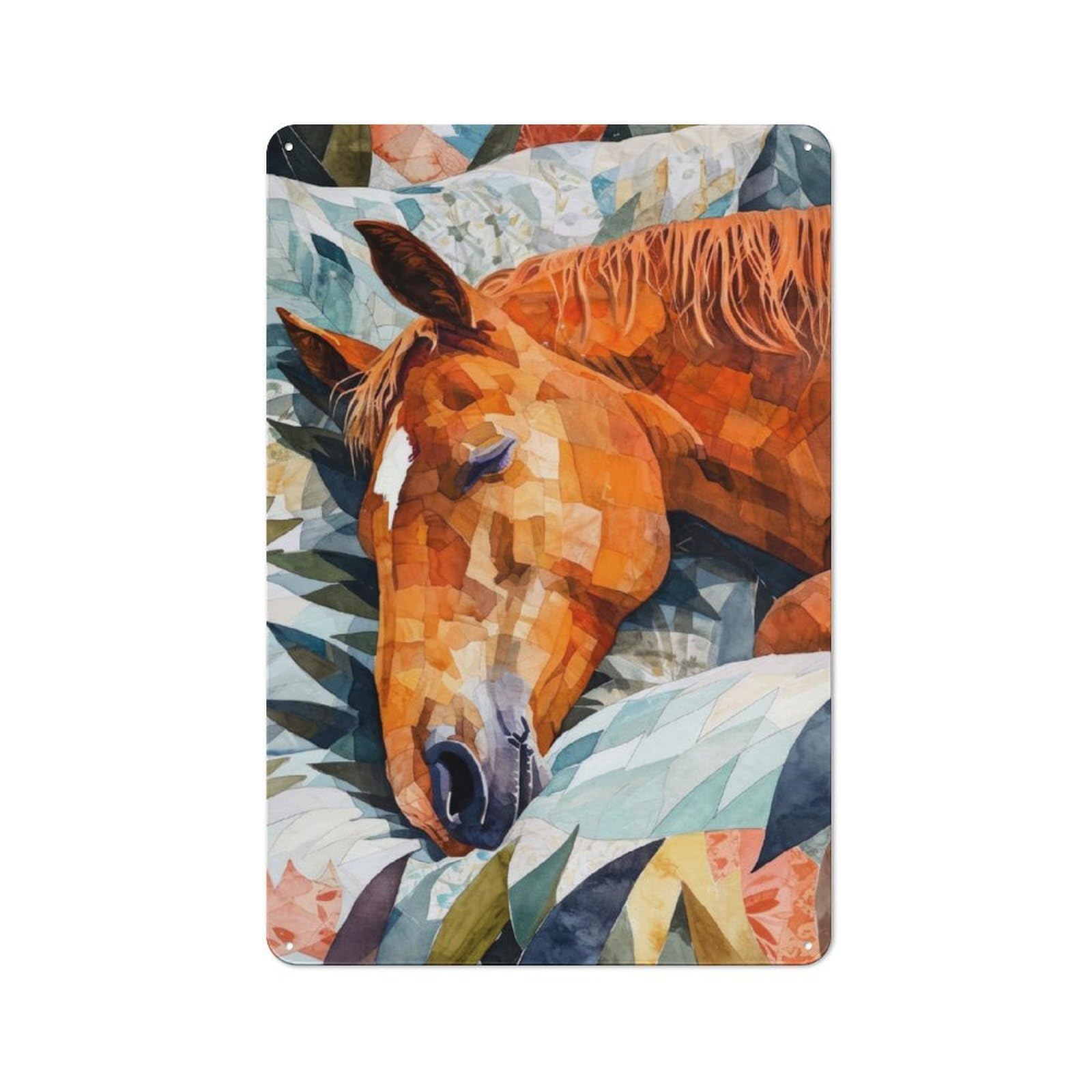Junmoney Sleeping Horse Watercolor Country Country Metal Sign 30X20cm, Farmhouse Wall Decor For Farmhouse Kitchen, Pantry Or Dining Area