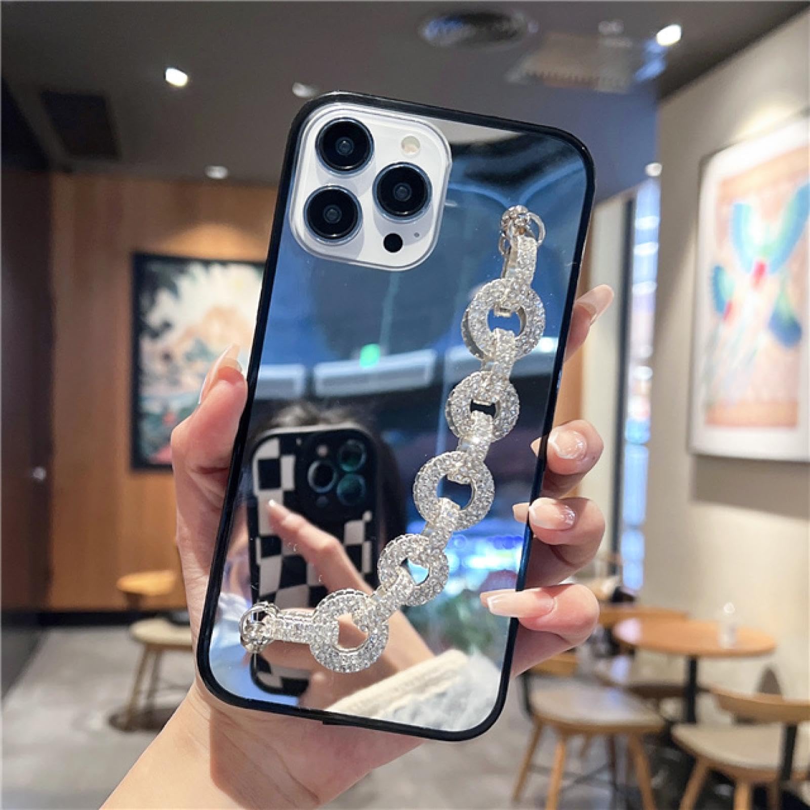 Bracelet argent strass et miroir de soirée pour votre iPhone 5 - 8