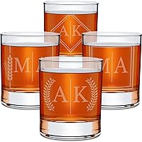Vista 11 de On The Rox Regalos de whisky personalizados para hombres – Juego de 2 vasos de whisky con monograma grabado grabado de 11 onzas – Copa de cóctel