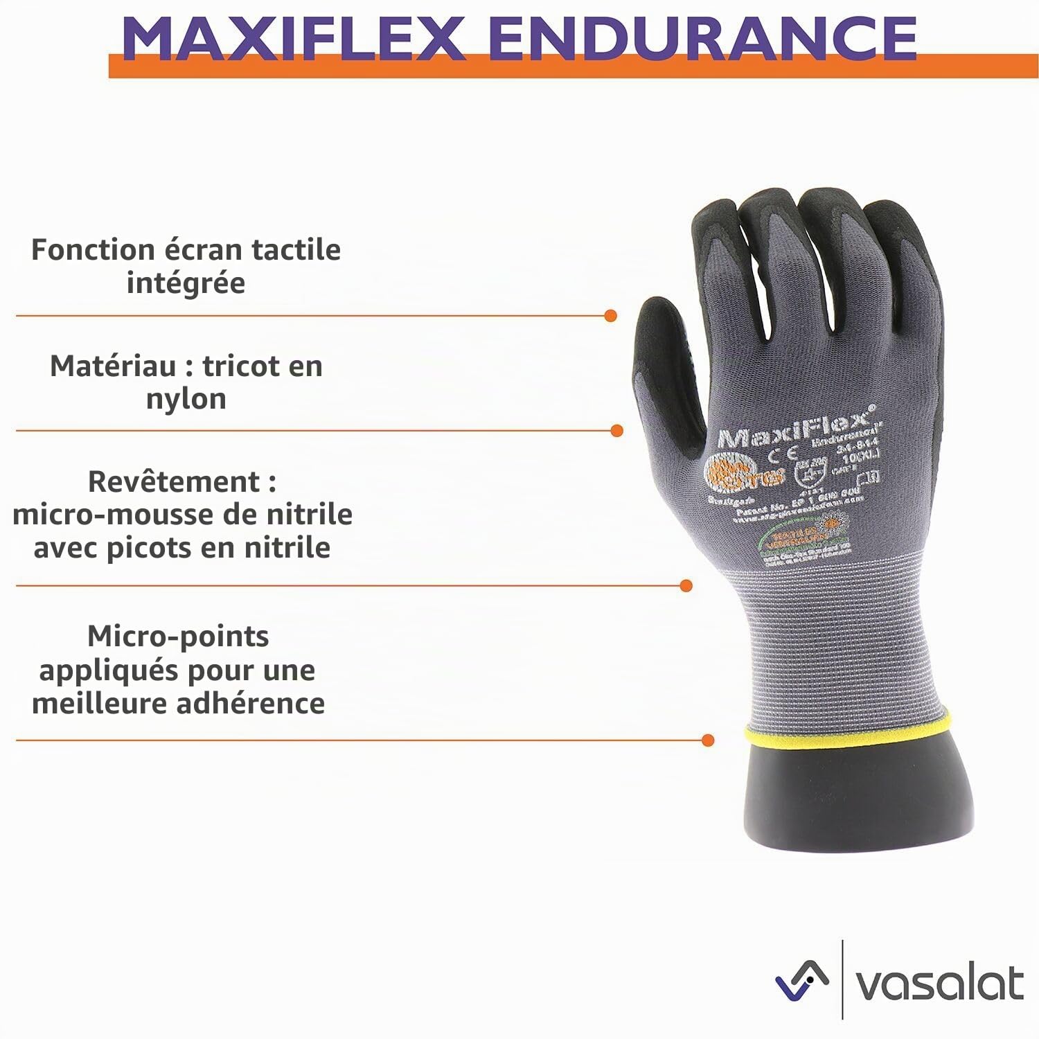 Maxiflex Endurance Gants de protection pour homme et femme Taille 10 (XL) | 5 paires unisexes