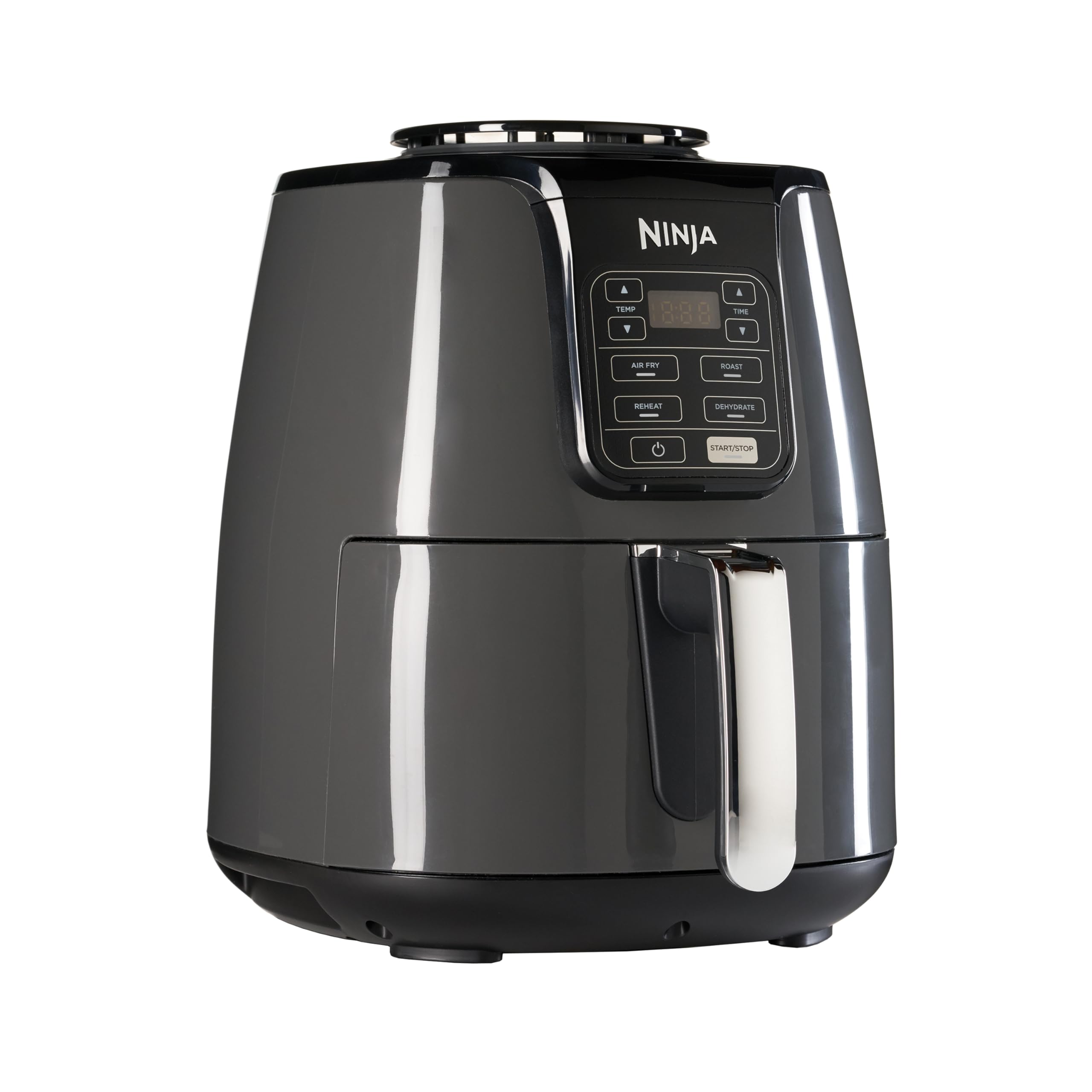 NINJA Air Fryer, 3,8L, 4-en-1, Sans Huile, Frire à l'air, Rôtir, Déshydrate, Panier Antiadhésif Compatible Lave-Vaisselle, 2-4 Portions, Digitale, Gris et Noir, AF100EU