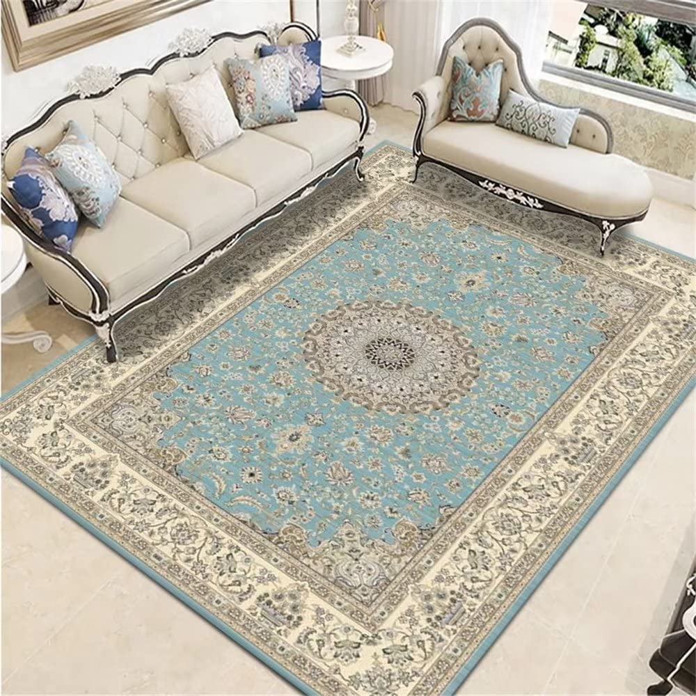 Tapis doux chambre bleu rétro 140x200cm grand tapis enfant