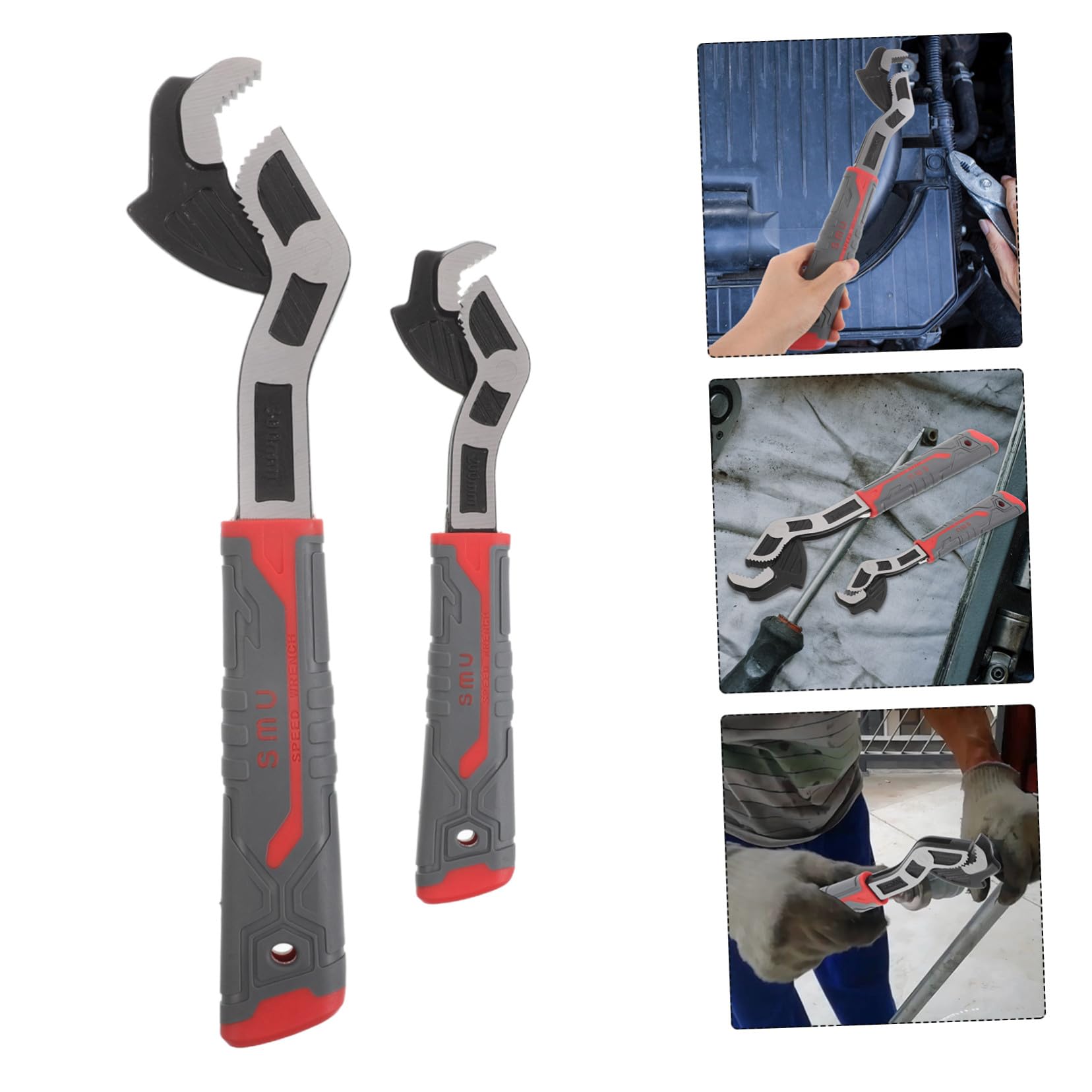 SHINEOFI Llave Autoblocante Multifuncional Apertura Amplia para Mantenimiento de Tuberías y Acero Aleado de 2 Piezas Adecuado para Reparaciones en Baños y Hogar