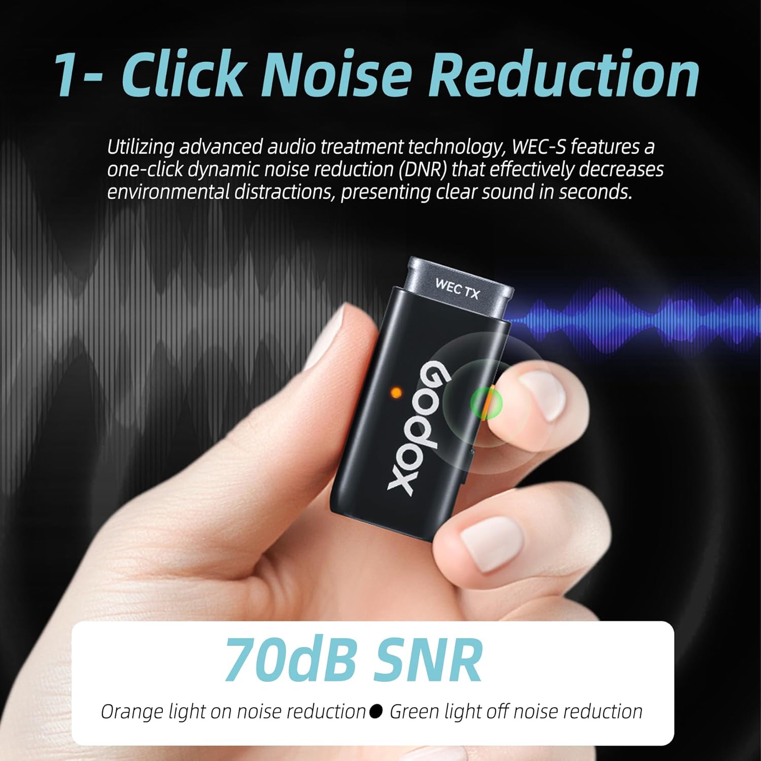 GODOX WEC-S Kit Wireless Lavalier Microphone, 8H Battery Life, Dual Channel 2.4G Wireless Mic, 656ft Range, Noise Cancelling with Charging Case,Mi Hotshoe Mount Receiver for Sony Camera