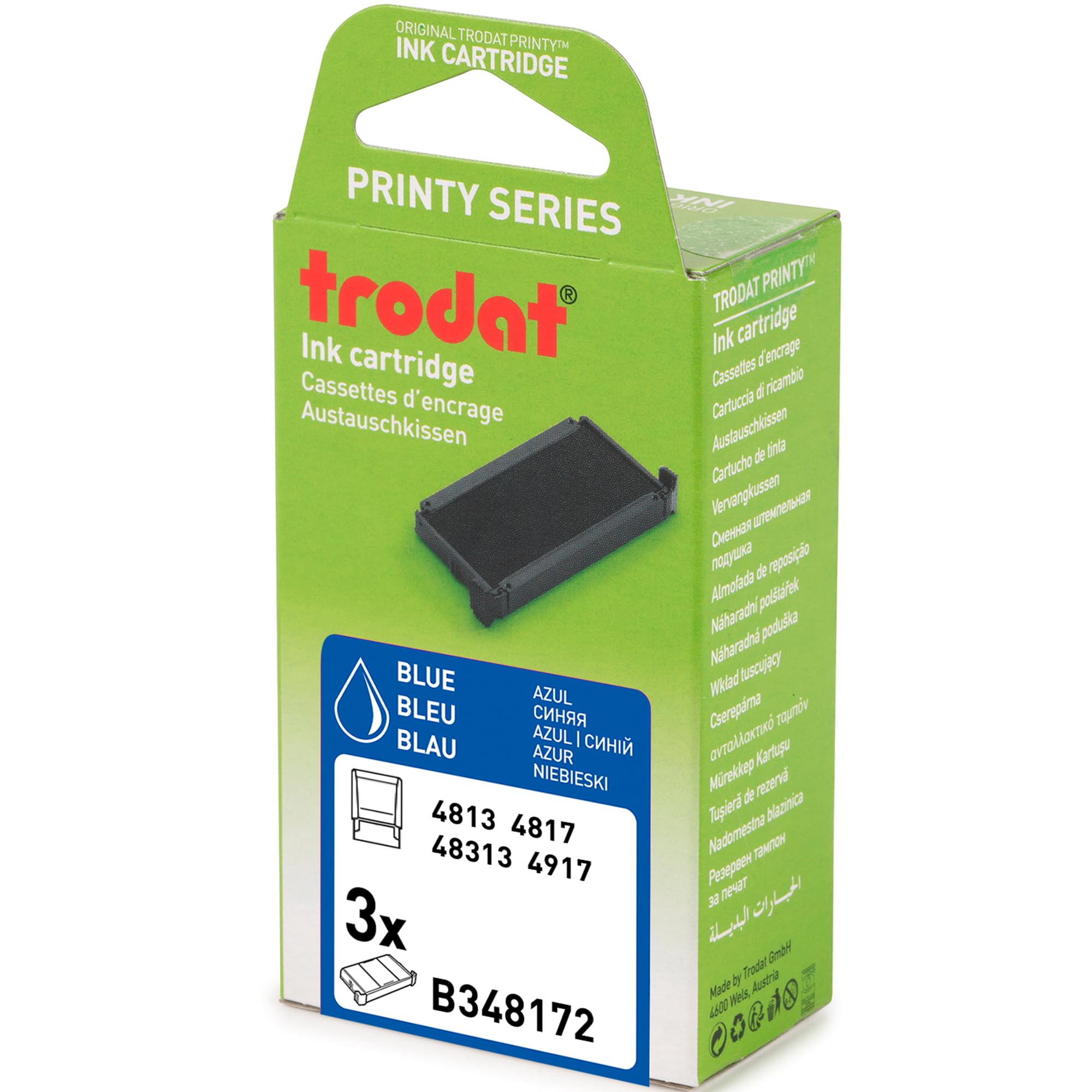 3 Cassettes D'Encre Trodat 6/4817 Bleu - Recharge Pour Tampons 4813, 4817, 4917 - Encre Indélébile Qualité DIN