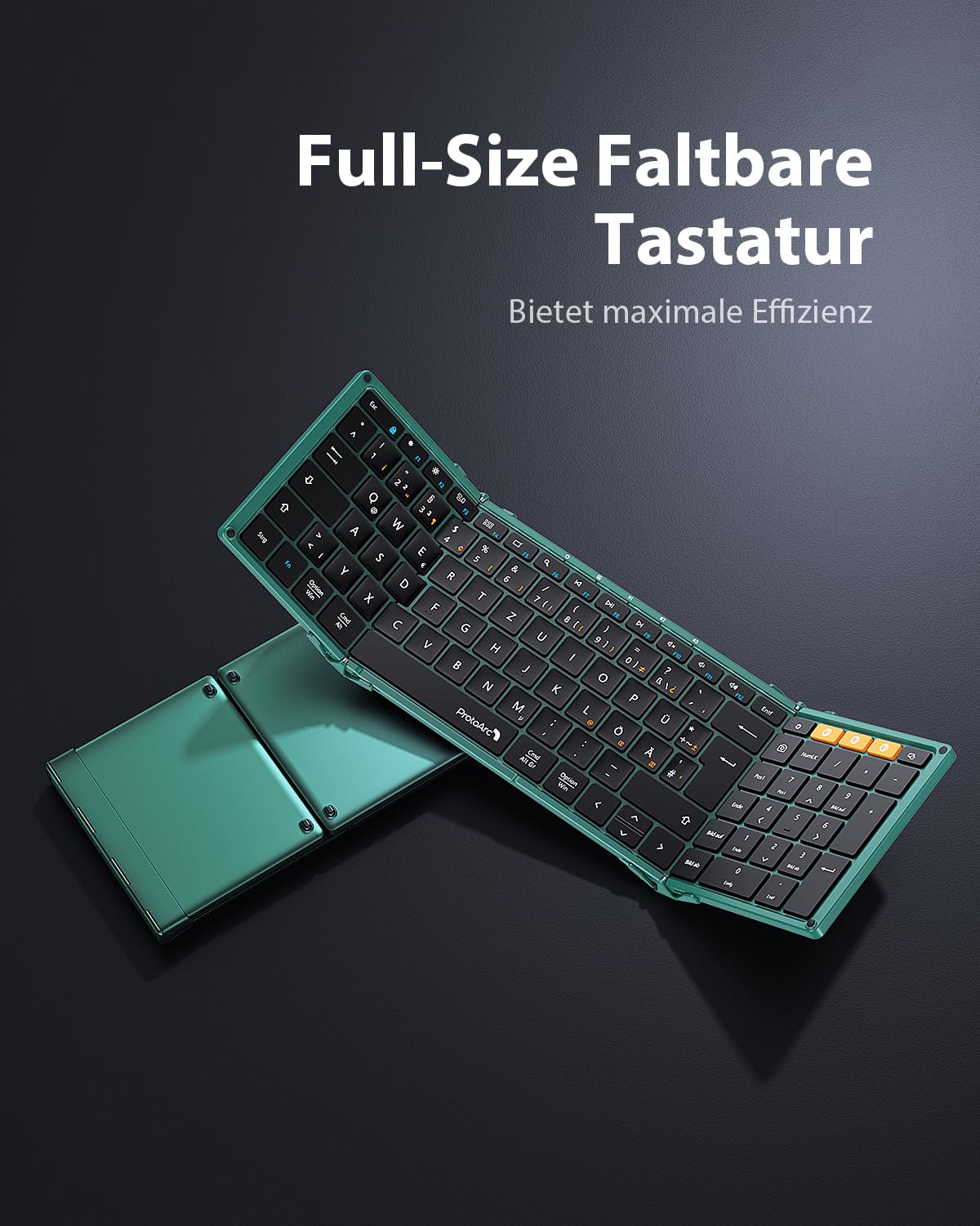 ProtoArc XK01 Plus Tastiera Pieghevole Bluetooth Retroilluminata - Full Size Con Touchpad, Per Viaggio, IPad, Smartphone