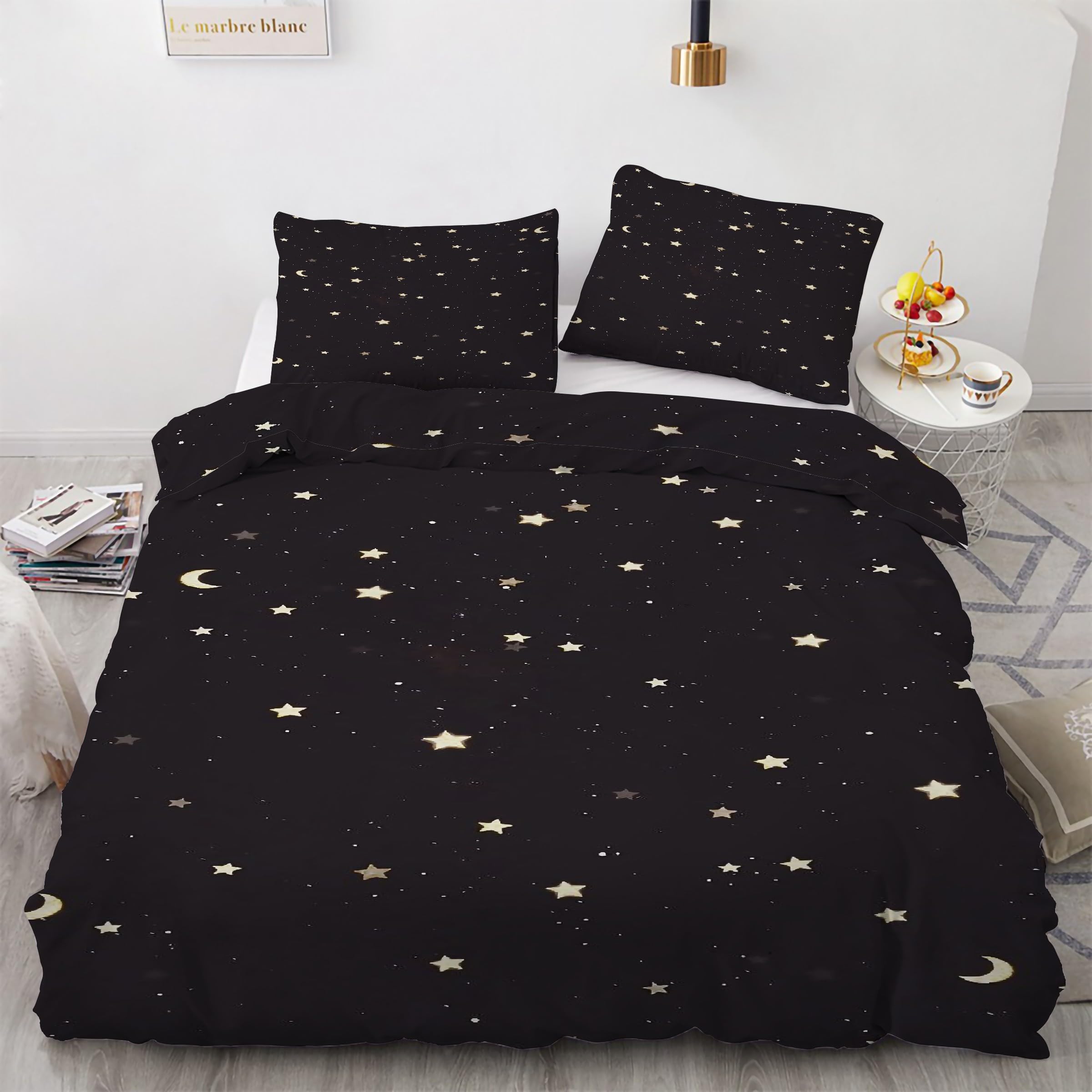 Housse de couette ciel étoilé lune pour transformer la chambre des ados et enfants