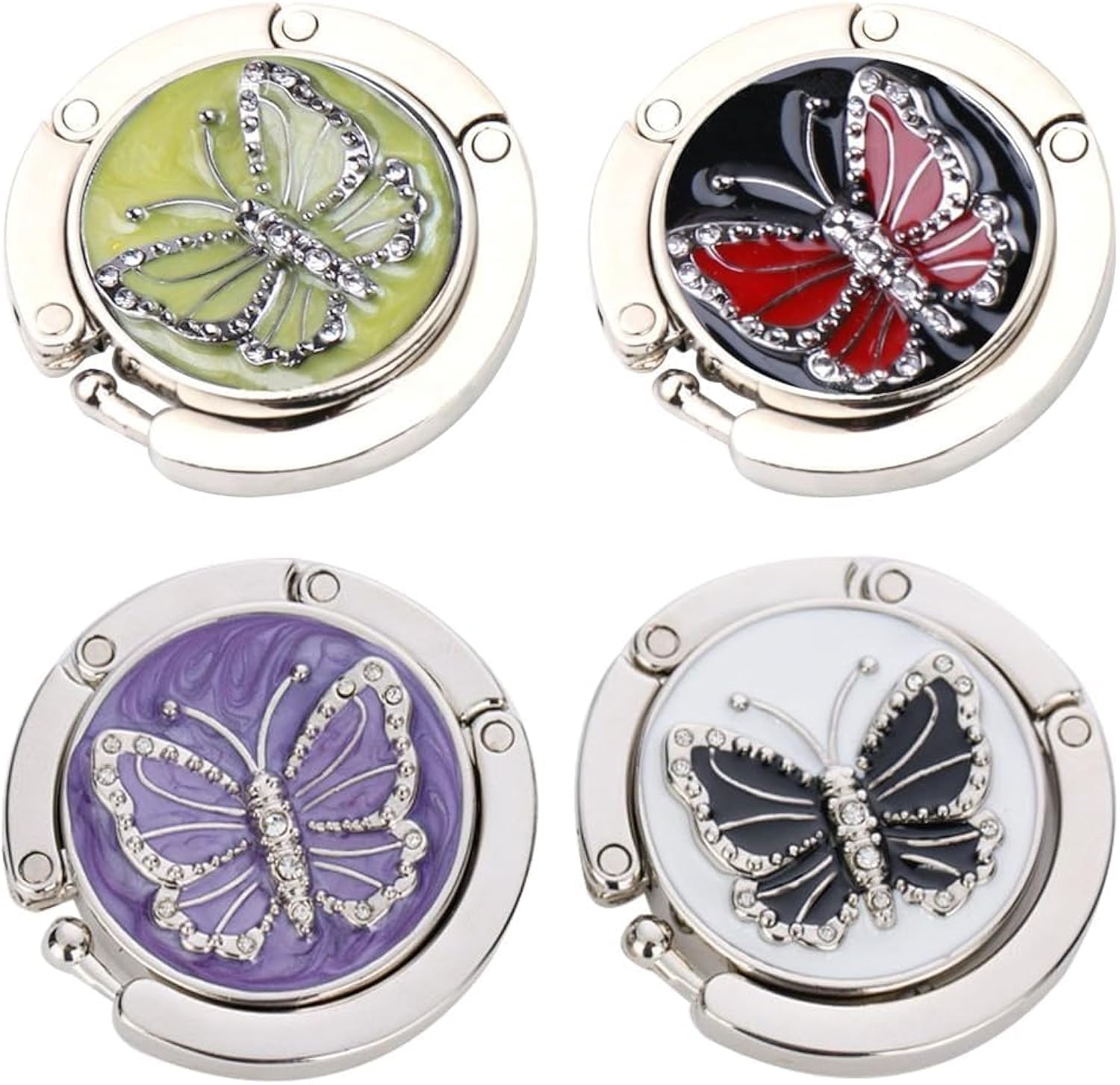 Another30 Handbag Hanger, Set of 4 Foldable Purse Hooks for Table Womens Bag Holder Hook Table Mixed Color,Butterfly Shape