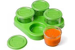 Glass Baby Food Storage Containers (4 Pk) - 2oz Jars in Stackable Storage Tray
