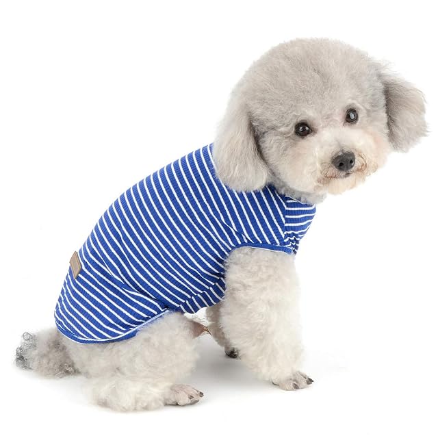 SELMAI Camisetas para Perros Pequeña Camiseta para Gatos Moda Rayas Suave Algodón Manga Corta Camiseta…
