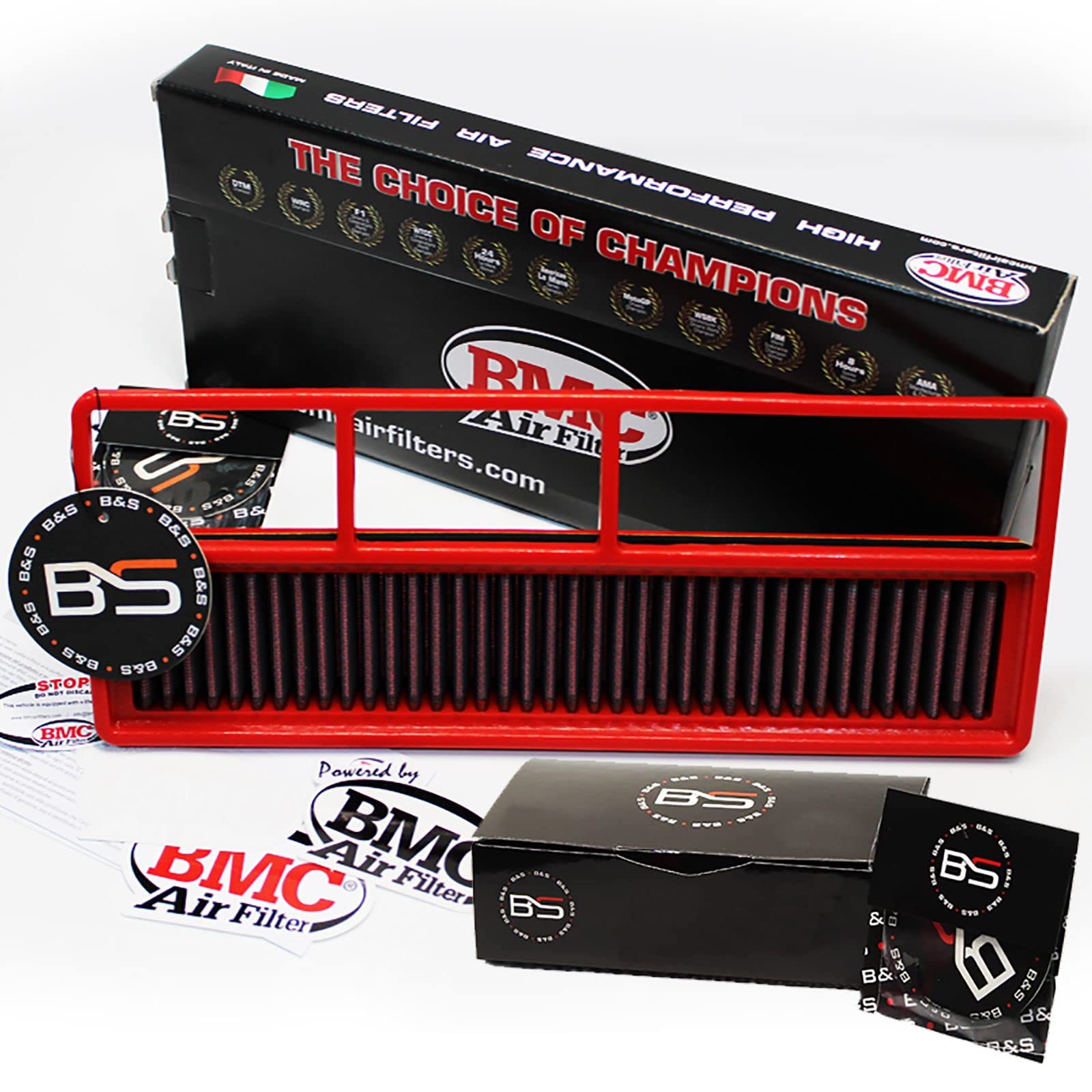B&S Kit Filtro Aria Sportivo Aspirazione Rigenerabile Lavabile FB359/20 con Profumatore Interni
