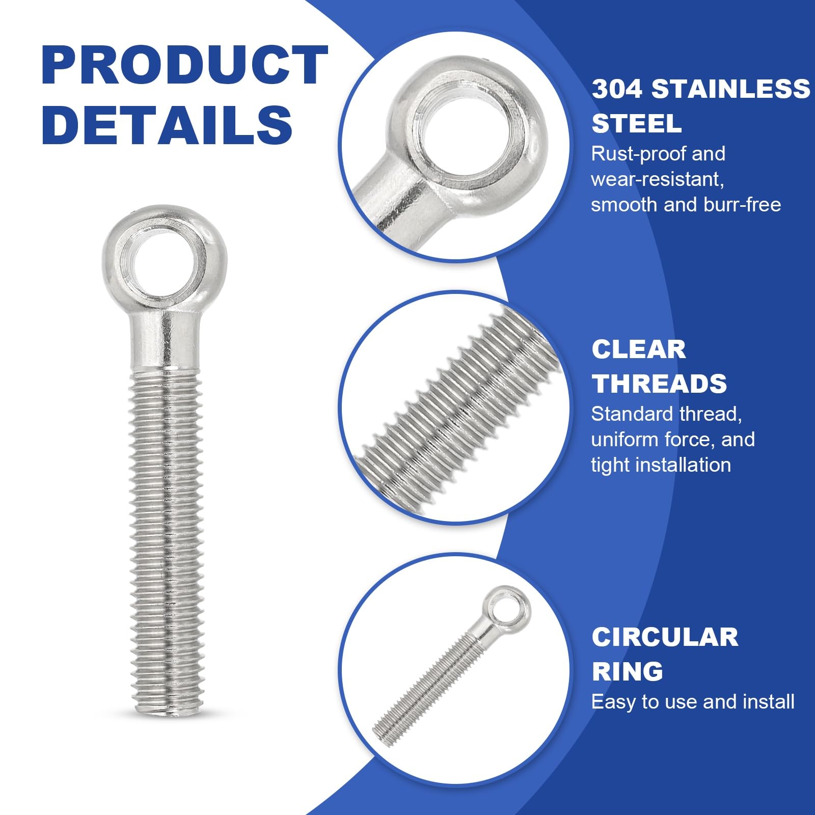PATIKIL M12x78mm Lifting Shoulder Eye Bolts - Image 3