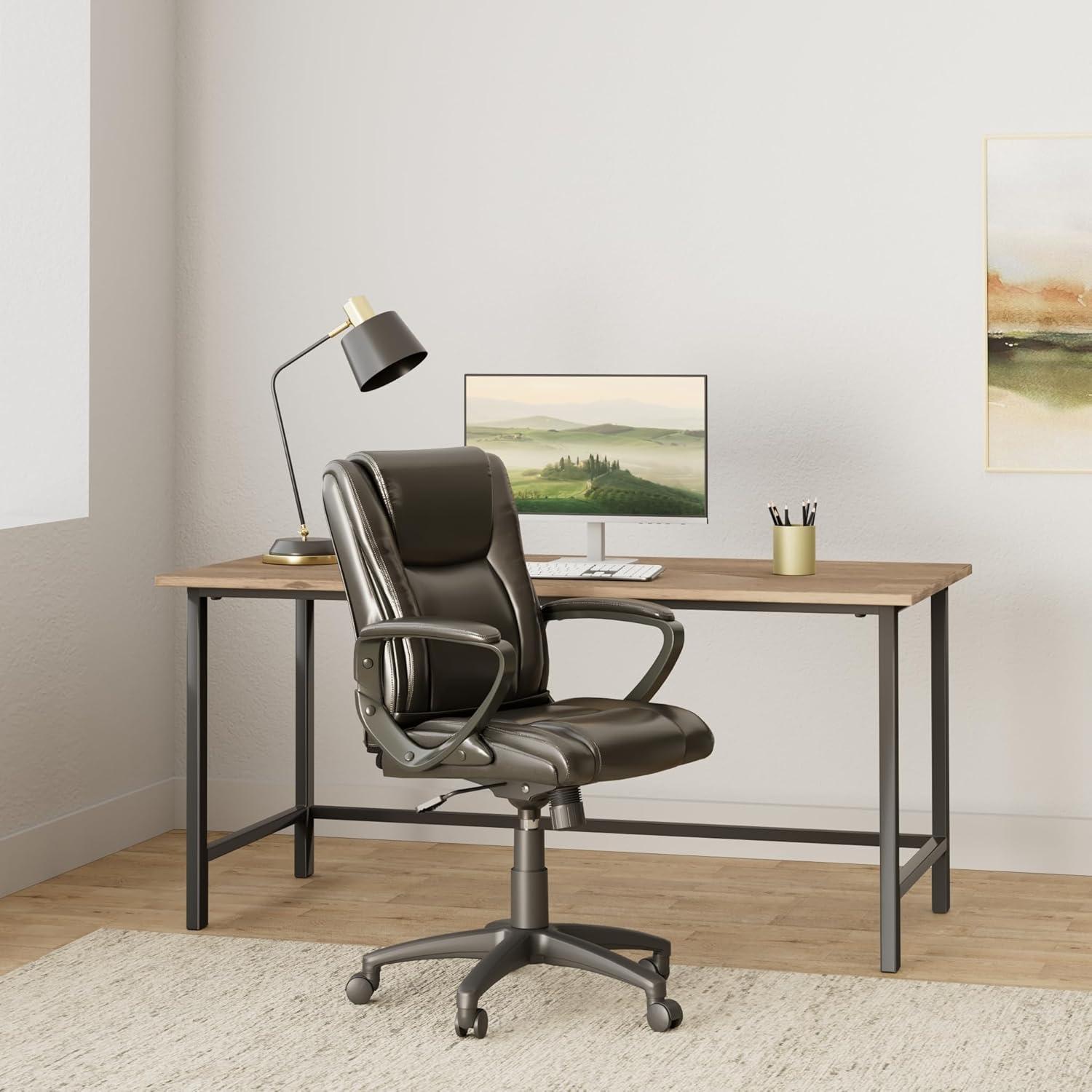 Soho High-Back Executive Swivel Chair in Black Leather