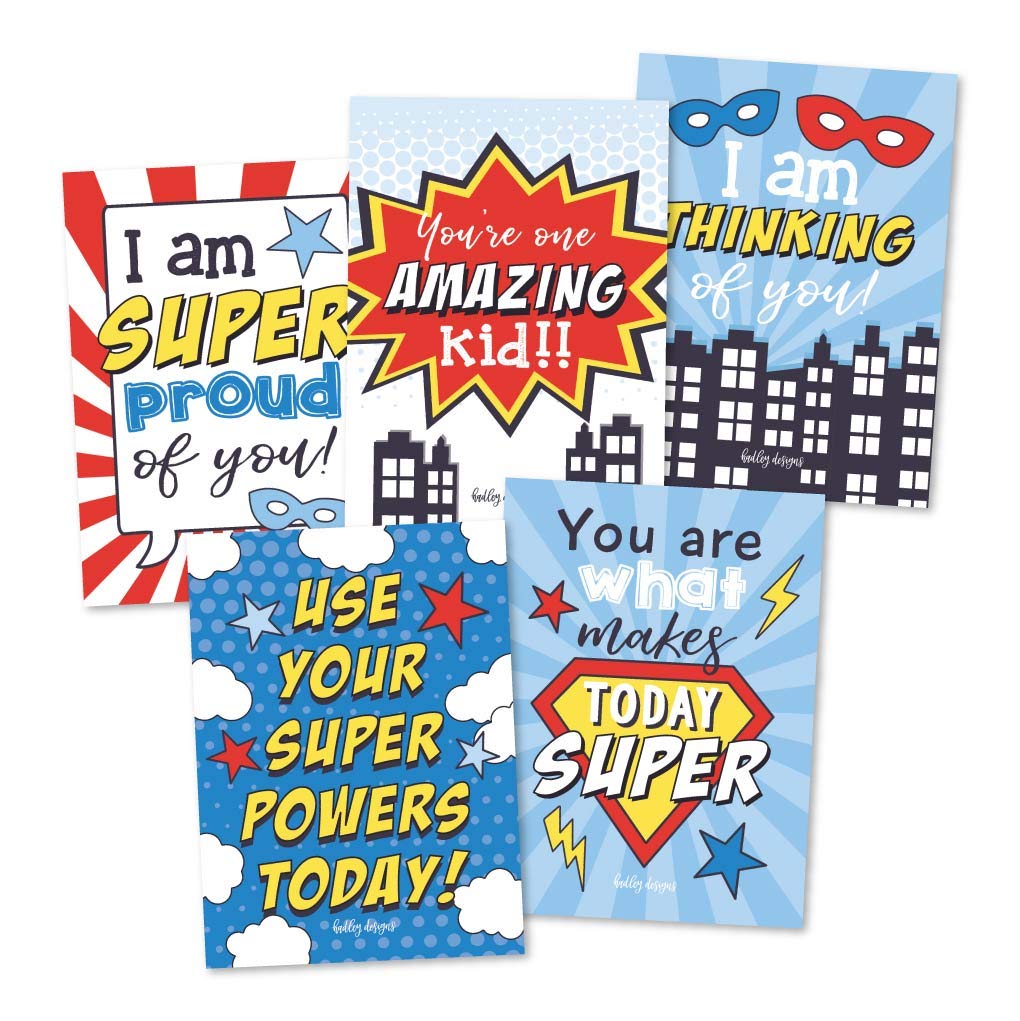 Amazon.com : 25 Superhero School Lunch Box Notes For Kids, Inspirational  Motivational Cards For Boys Girls From Mom, Encouraging Notes for Student  Children Teens, Thinking of You Positive Affirmations Lol Fun Love :