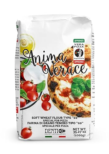 Anima Verace - Harina para pizza Napoletana (00 harina de pizza, sin OMG, Kosher, todo natural, sin blanquear, 100% trigo suave italiano) 2.2 libras.