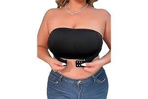 WDIRARA Women's Plus Size Strapless Bra Push Up Wireless Seamless Tube Bras