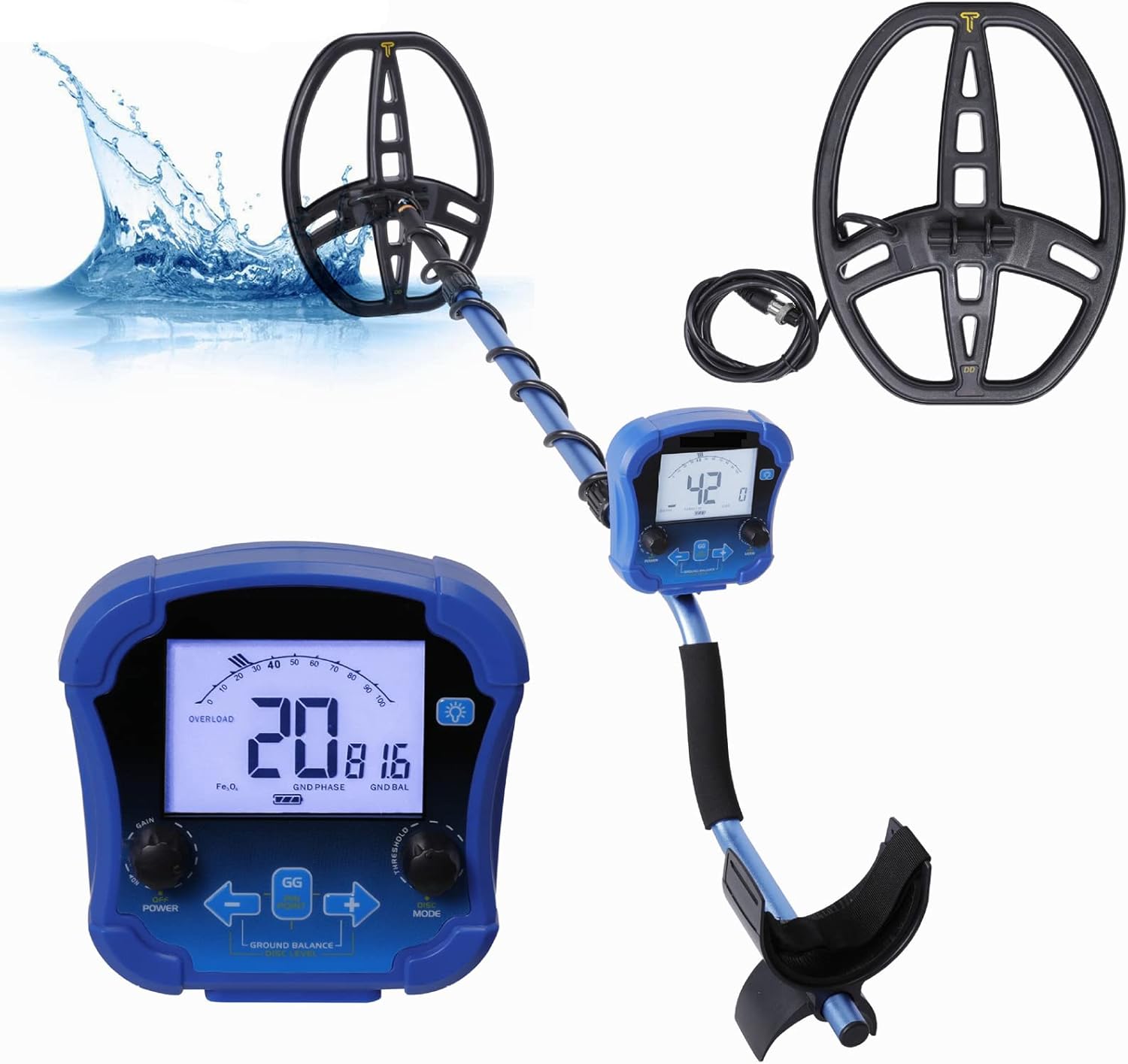 大人用金属探知機、9インチ屋外防水コイル付きプロ仕様の金探知機、3モード、金と銀のジュエリー、コイン、遺物用 - FIRAWASPORT.COM