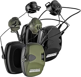 PROHEAR 066 Sound Amplified Electronic Shooting Earmuffs 2 Pack, Gun Range Ear Protection with Arc Rail Adapter for Helmet, NRR 23dB Noise Reduction Headphones for Hunting - Green + Black - PROHEAR